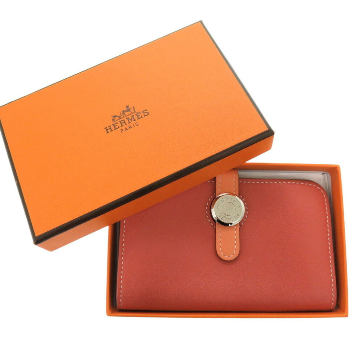 Hermes Crevette Sanguine Swift Leather Coin Purse/Coin Case (Pre-Owned)