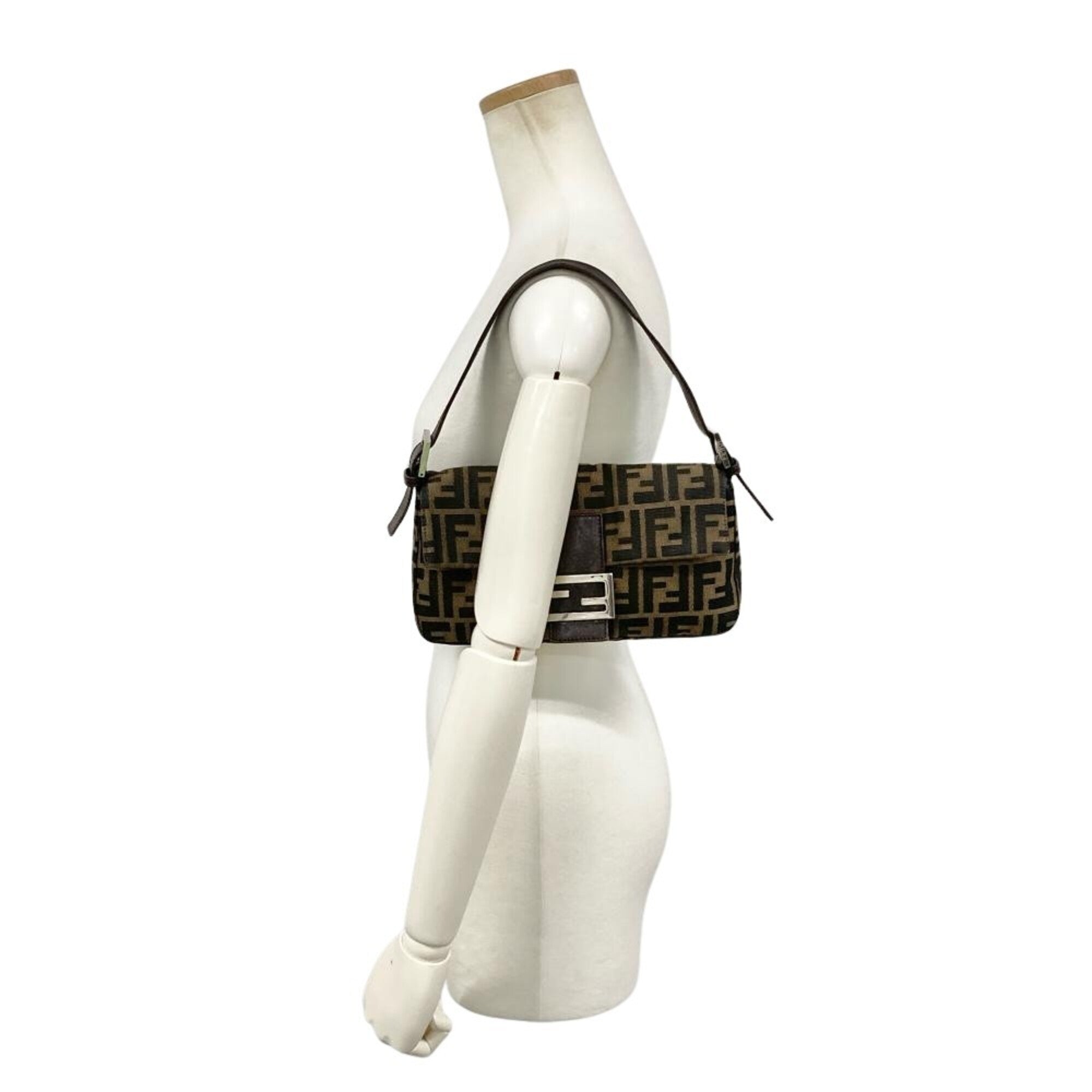 Fendi Zucca Brown Jacquard Leather Shoulder Bag (Pre-Owned)