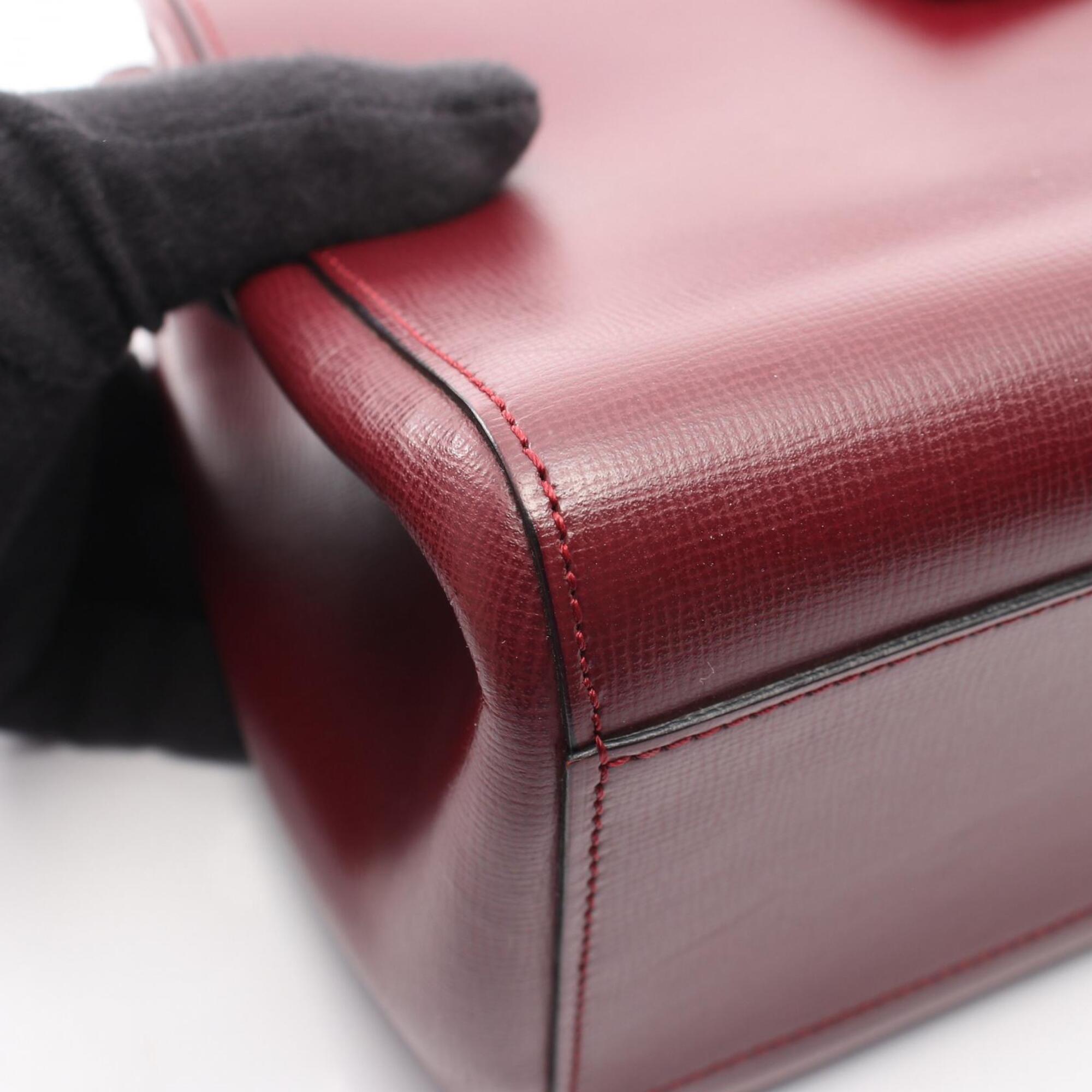 Cartier Bordeaux Leather Handbag Shoulder Bag (Pre-Owned)