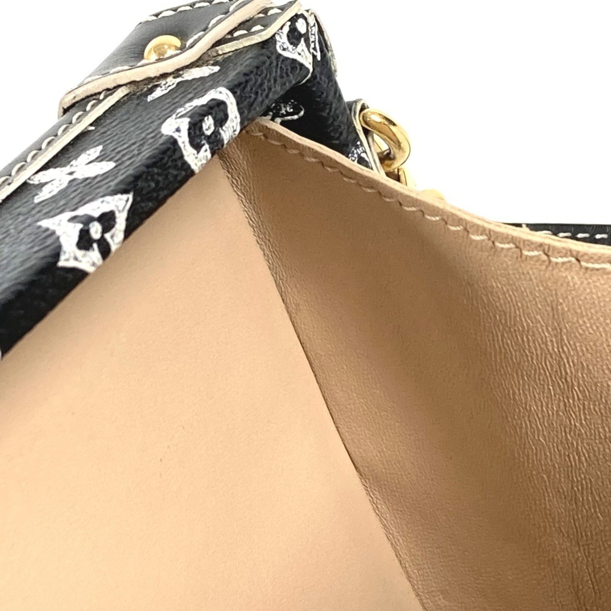 Louis Vuitton Monogram Black Leather Clutch Bag Shoulder Bag (Pre-Owned)