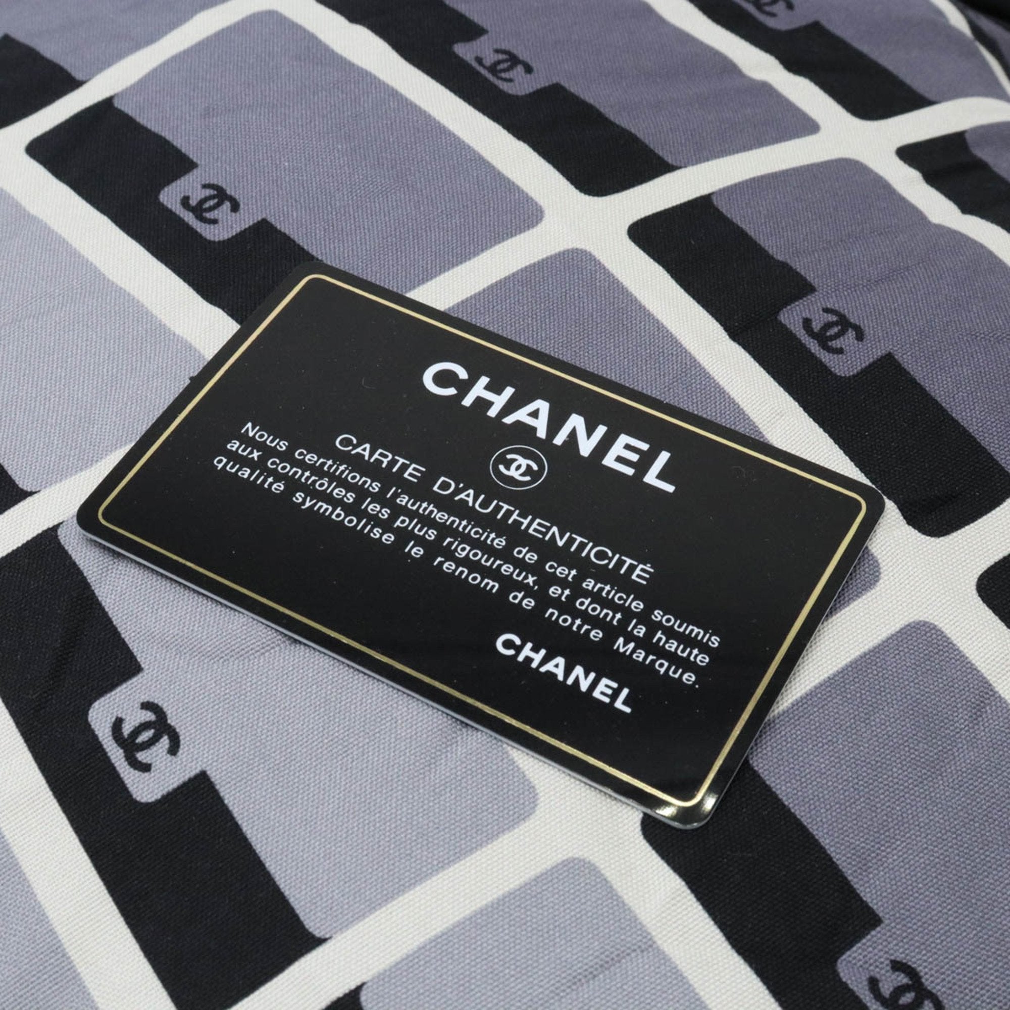 Chanel Black Gray Cotton Nylon Shoulder Bag (Pre-Owned)