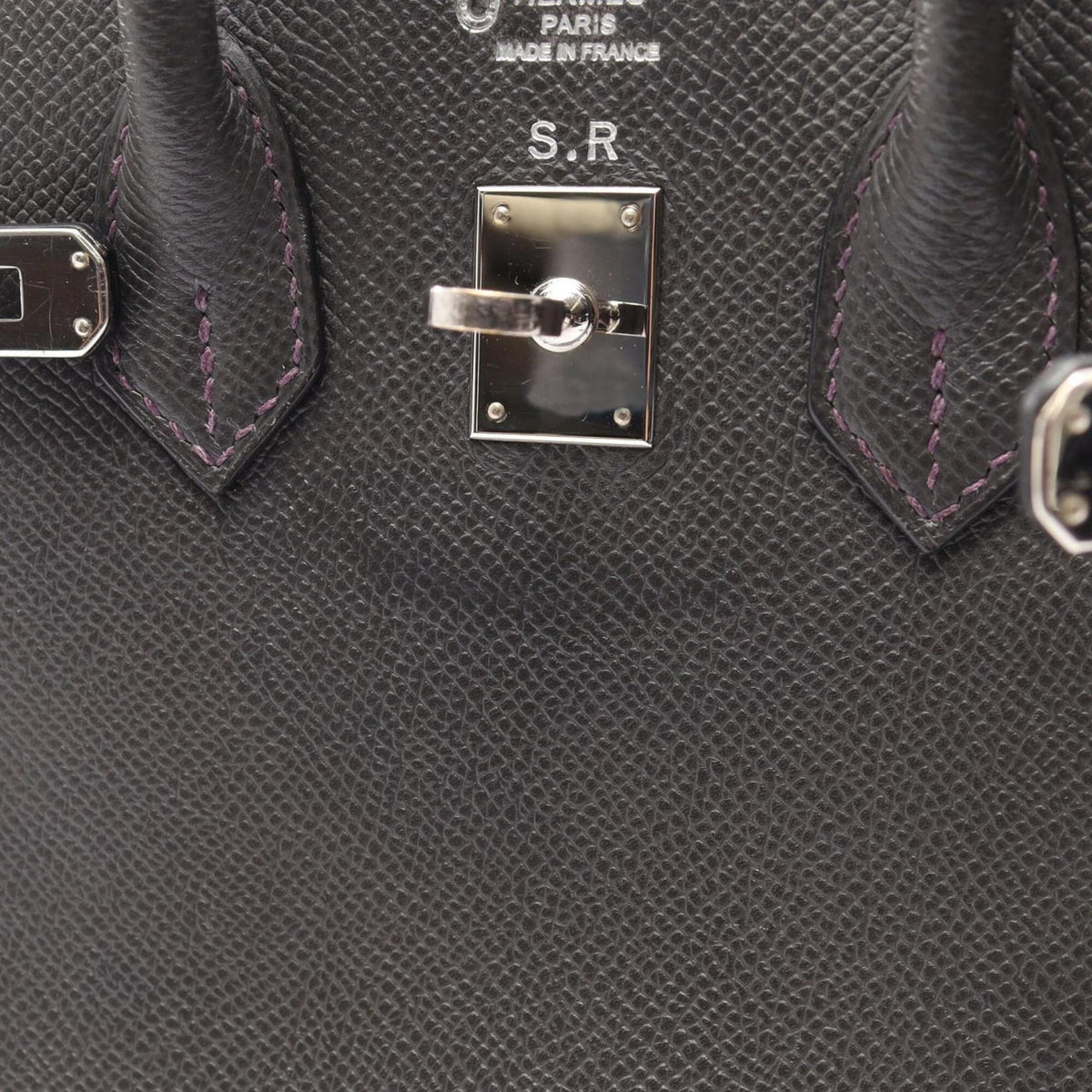 Hermes Graphite Gray Purple Violet Epsom Leather Handbag (Pre-Owned)