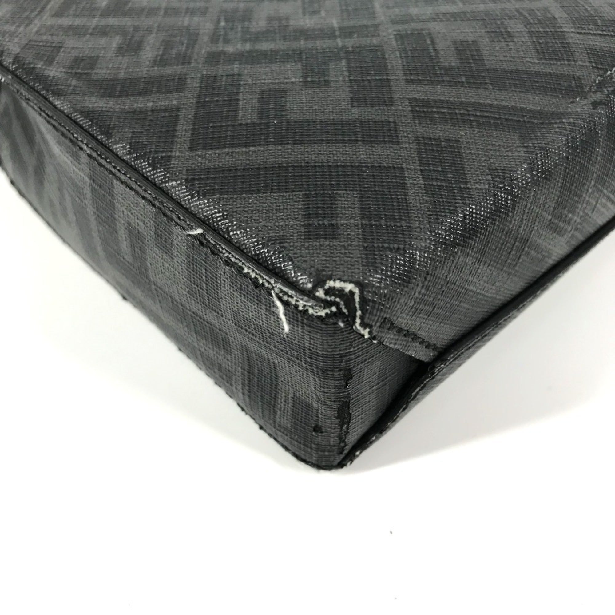 Fendi Zucca Black Gray Pvc Leather Clutch Bag (Pre-Owned)