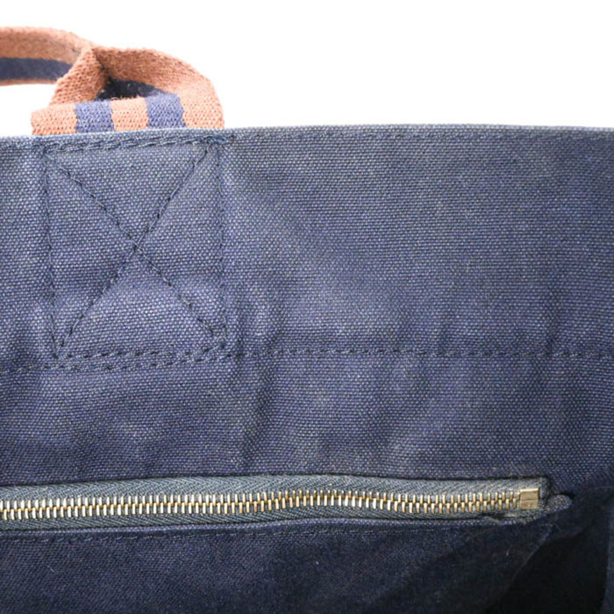 Hermes Brown Navy Canvas Handbag Tote Bag (Pre-Owned)