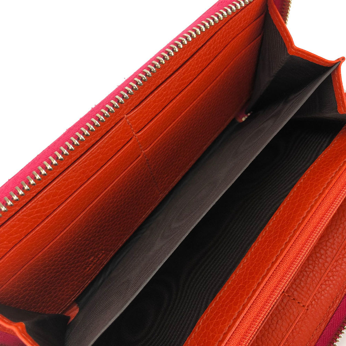 Gucci Bamboo Orange Pink Leather Long Wallet (Bi-Fold) (Pre-Owned)