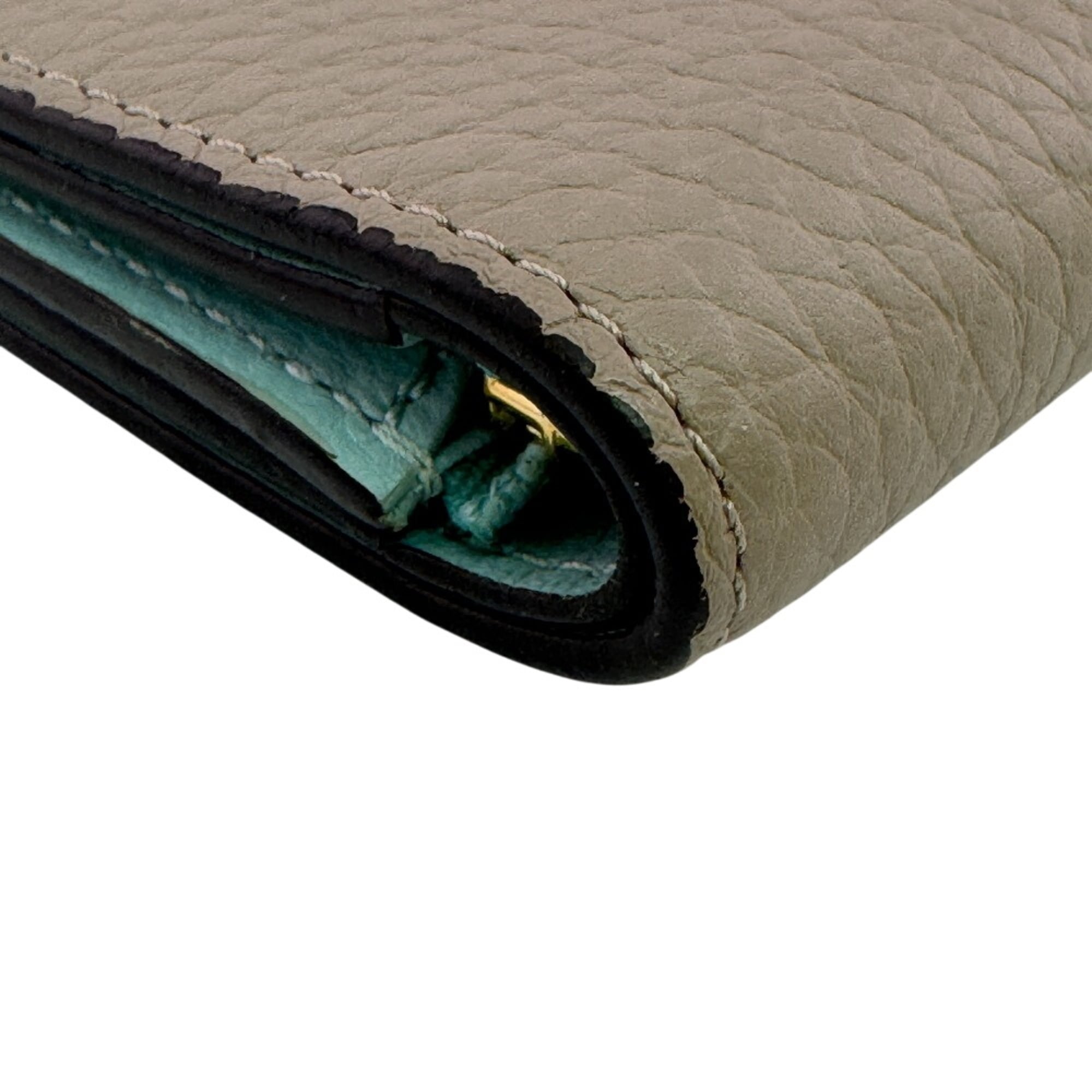 Louis Vuitton Beige Blue Leather Wallet (Bi-Fold) (Pre-Owned)