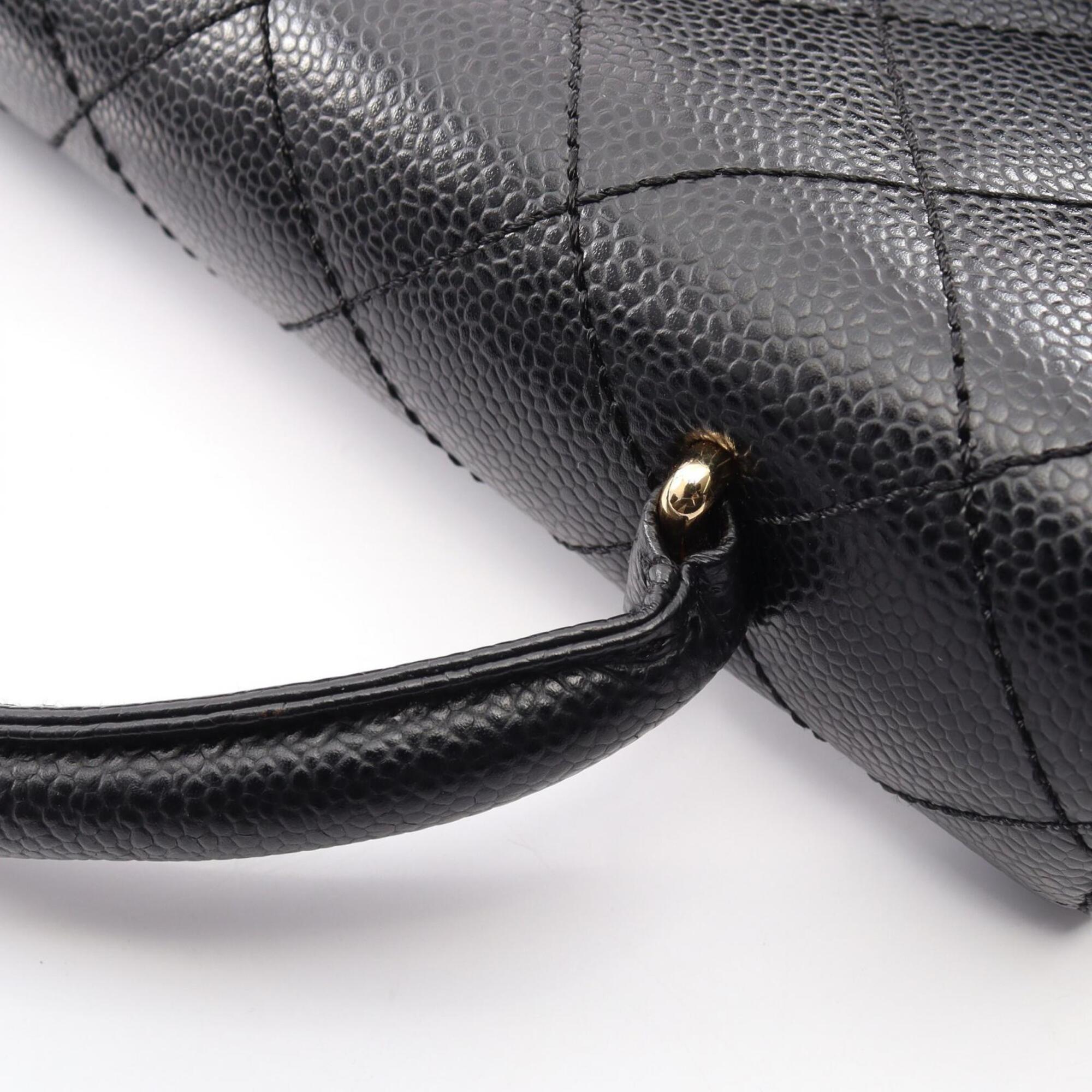 Chanel Black Grained Calfskin Handbag (Pre-Owned)