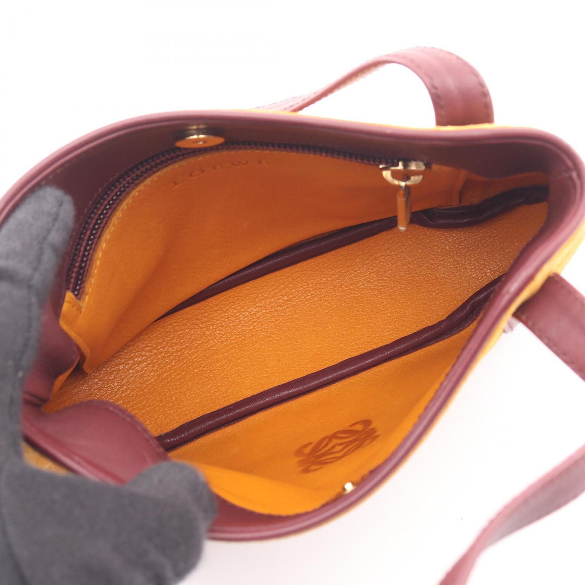 Loewe Bordeaux Yellow Suede Leather Handbag Tote Bag (Pre-Owned)
