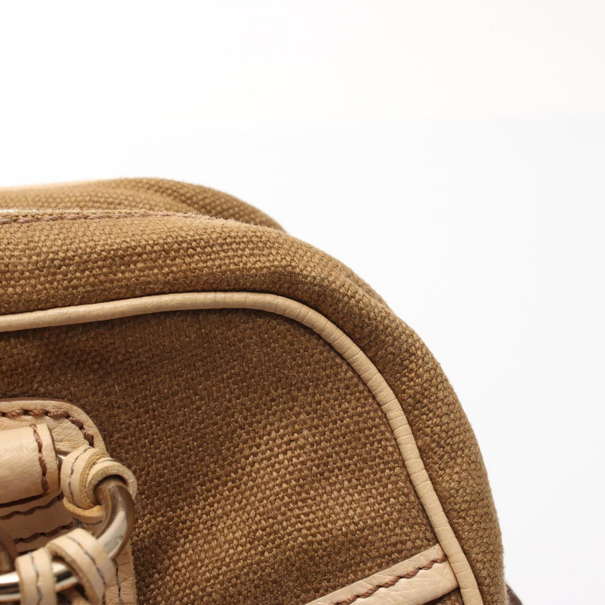Celine Beige Khaki Canvas Leather Handbag (Pre-Owned)