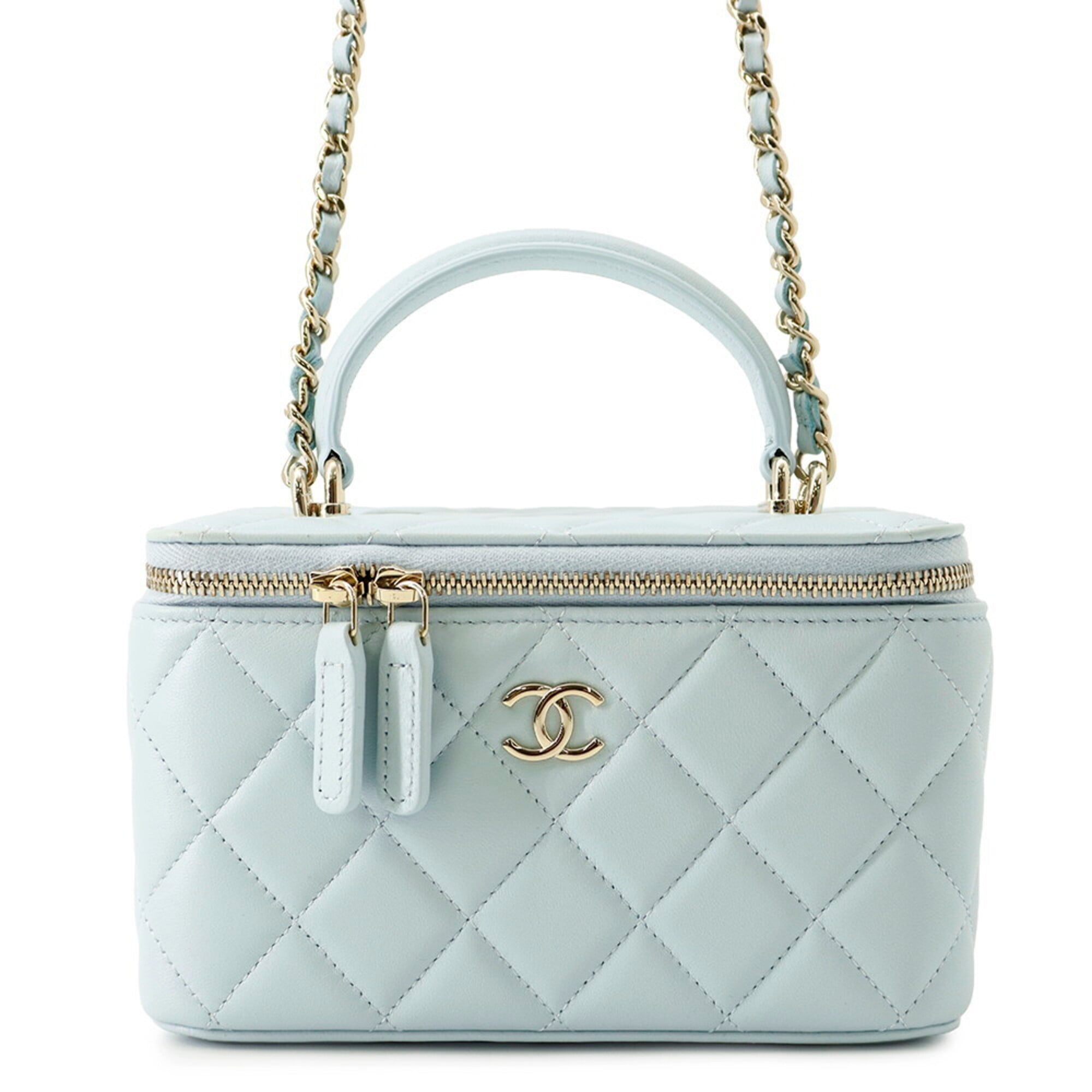 Chanel Matelasse Light Blue Leather Handbag Shoulder Bag (Pre-Owned)