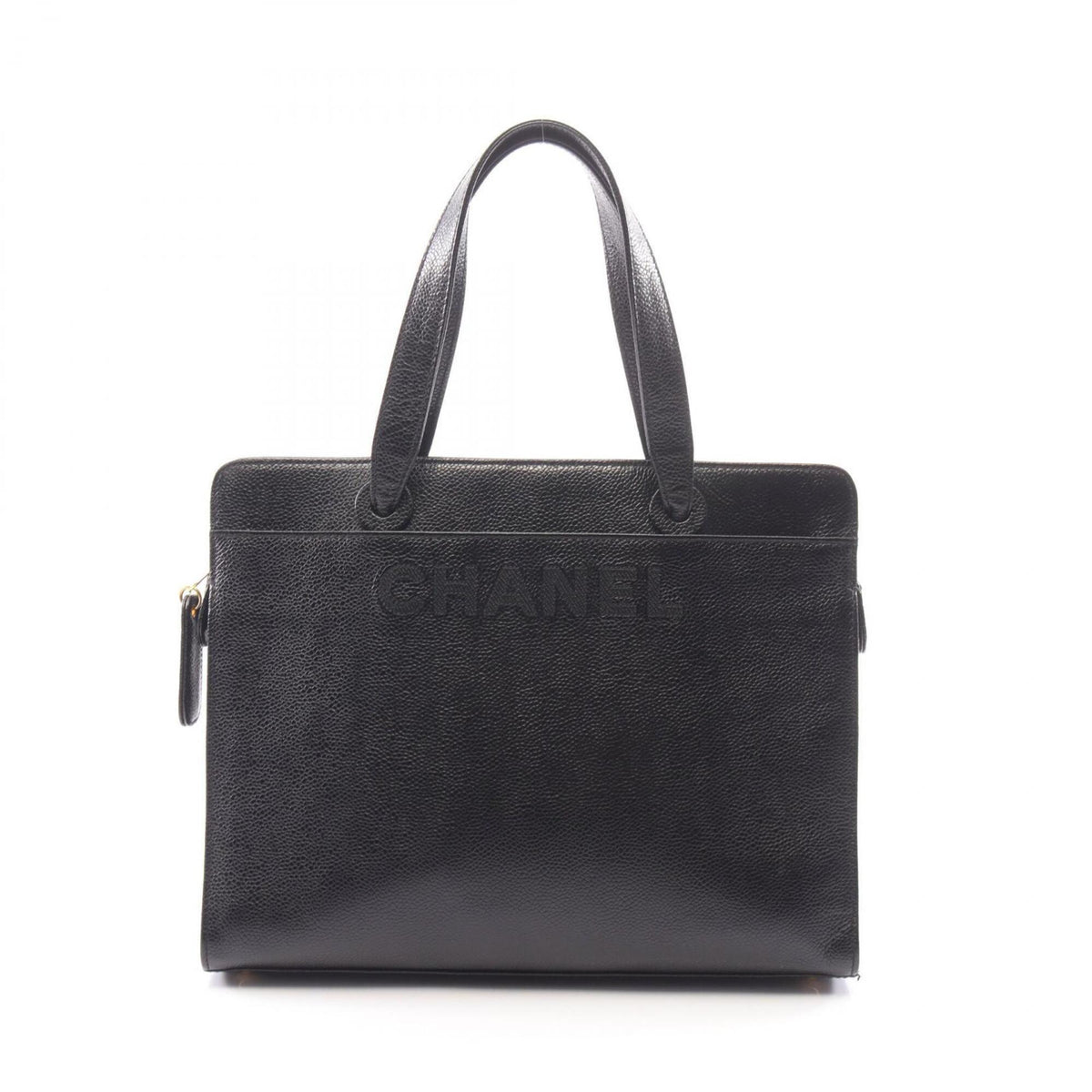 Chanel Black Grained Calfskin Handbag Tote Bag (Pre-Owned)