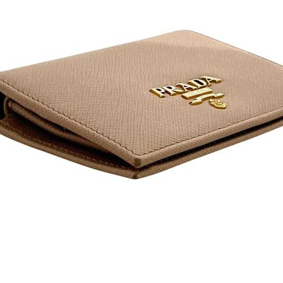 Prada Saffiano Beige Leather Wallet (Bi-Fold) (Pre-Owned)