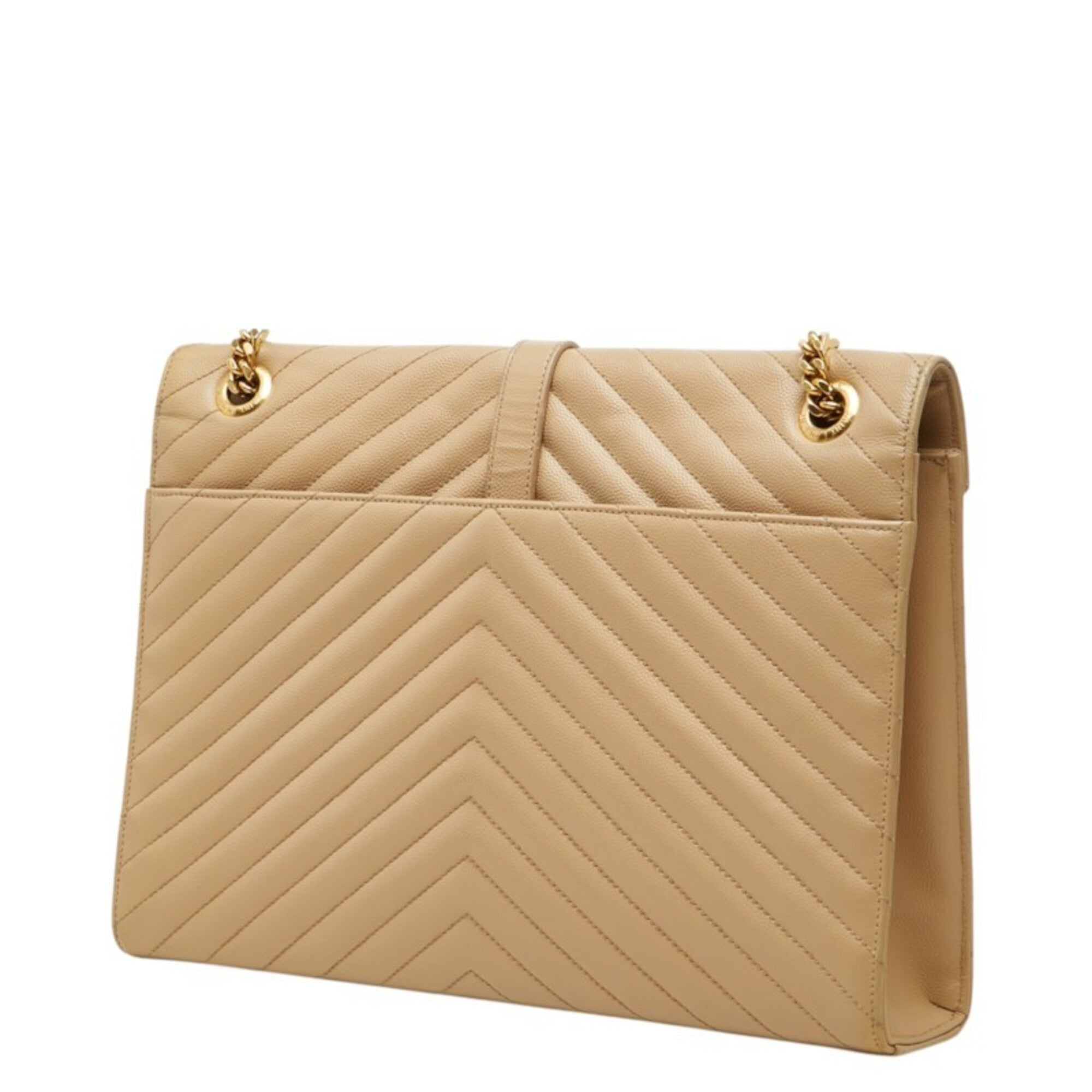 Saint Laurent Beige Gold Leather Shoulder Bag (Pre-Owned)