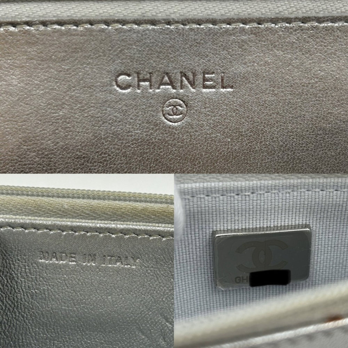 Chanel Matelasse Silver Leather Shoulder Bag (Pre-Owned)