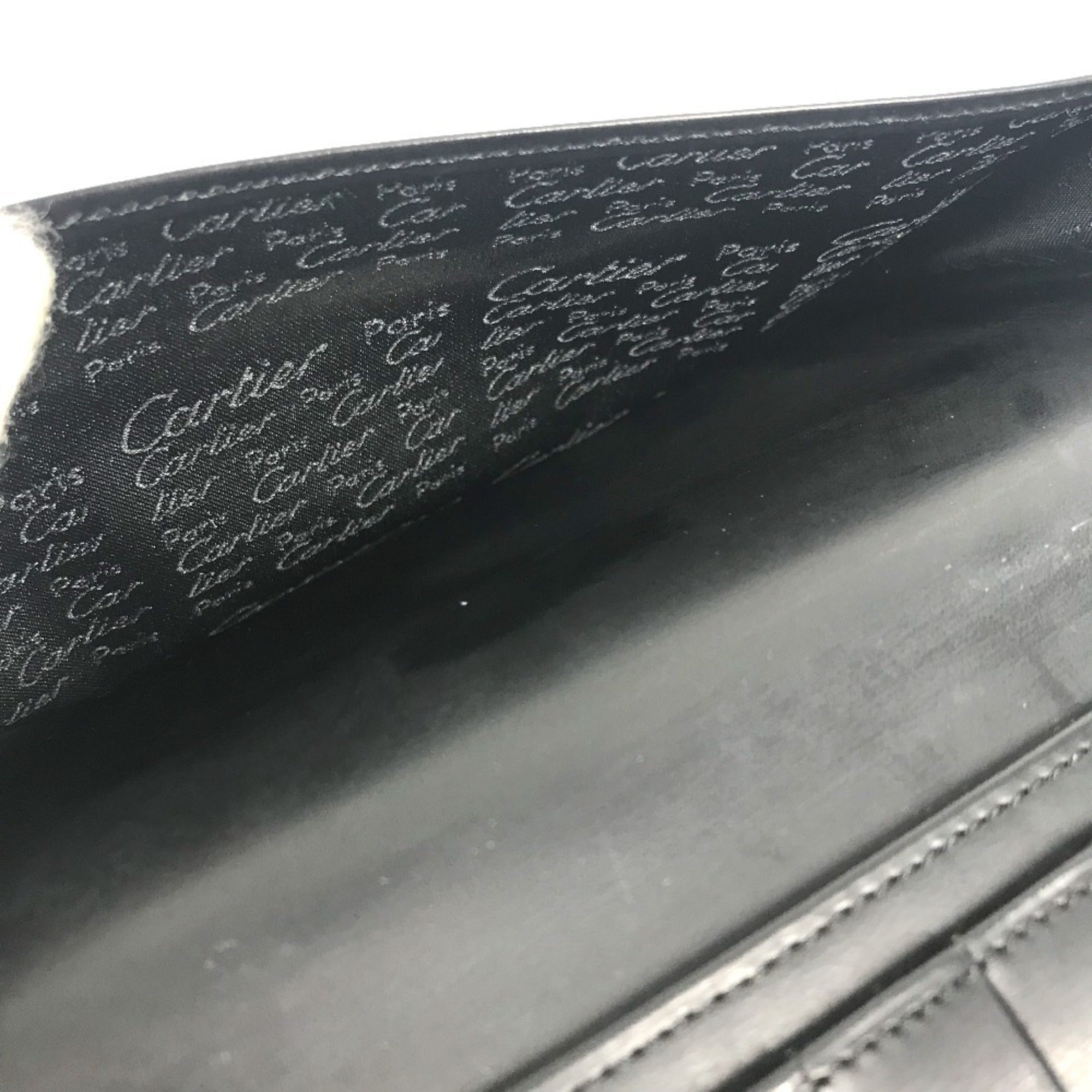 Cartier Black Leather Long Wallet (Bi-Fold) (Pre-Owned)