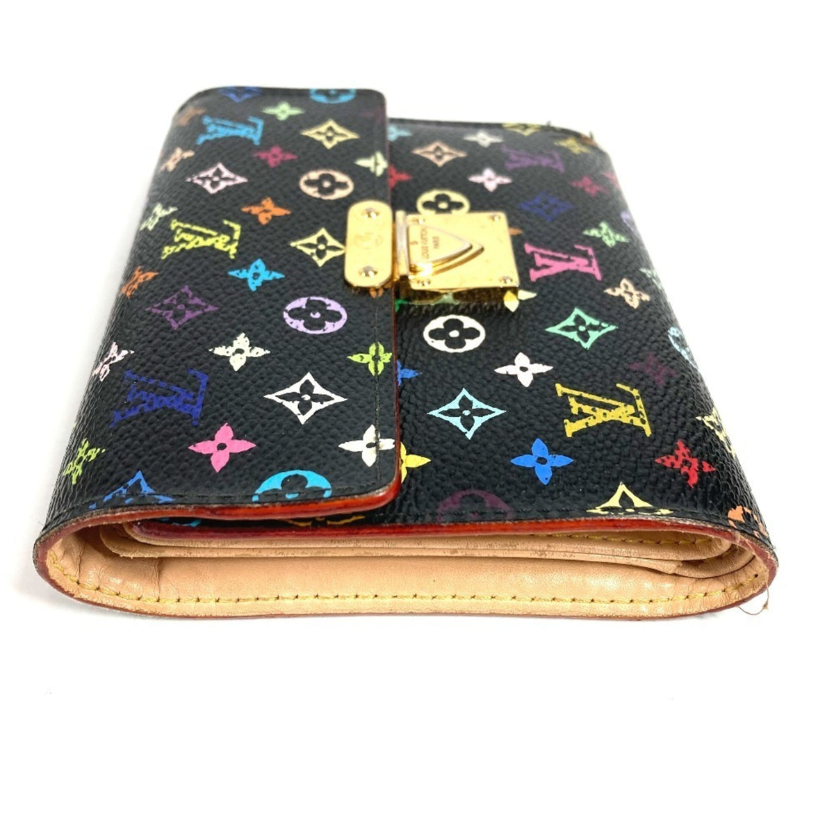Louis Vuitton Black Multi-Color Noir Monogram Multicolore Canvas Wallet (Tri-Fold) (Pre-Owned)