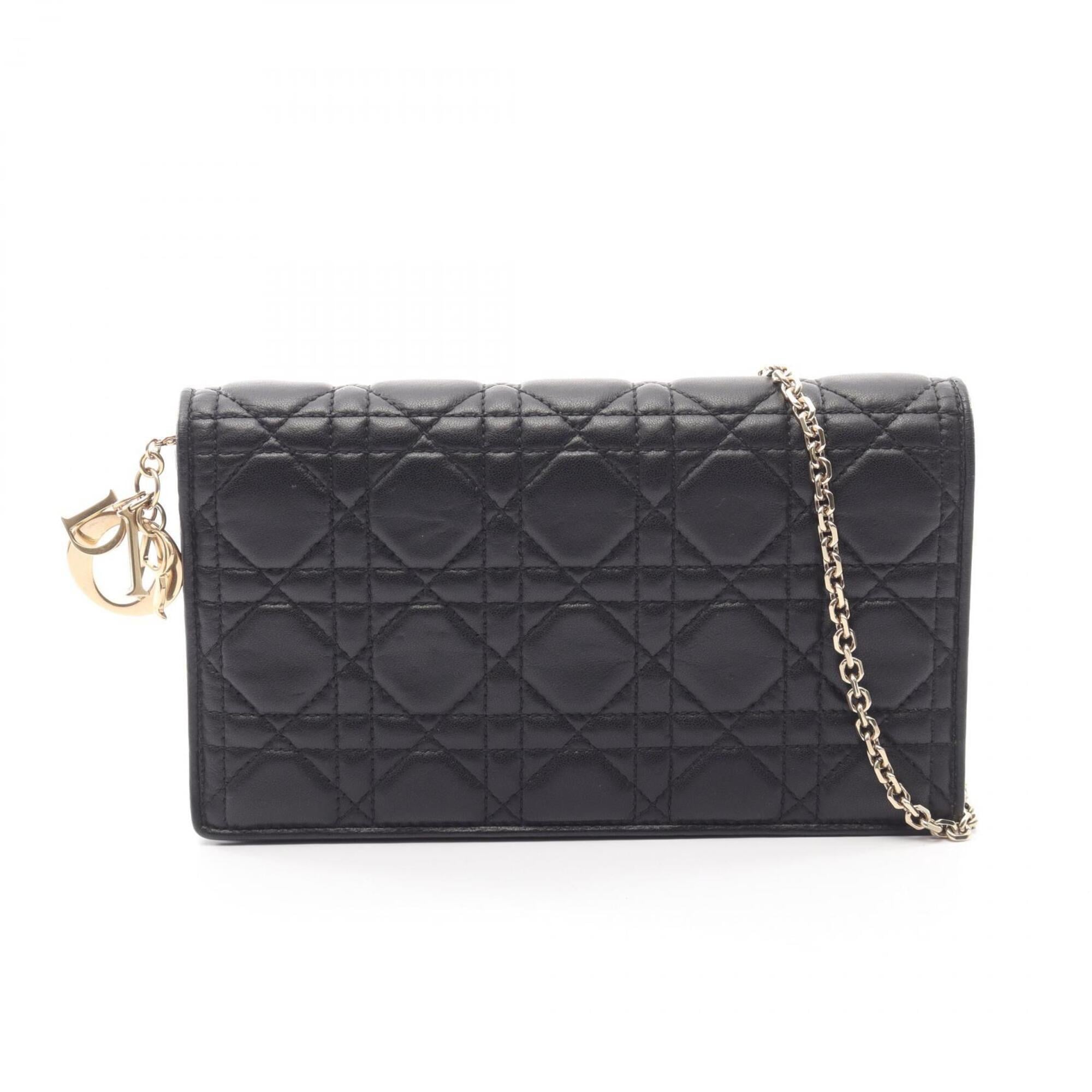 Christian Dior Black Leather Handbag Pouch Shoulder Bag (Pre-Owned)