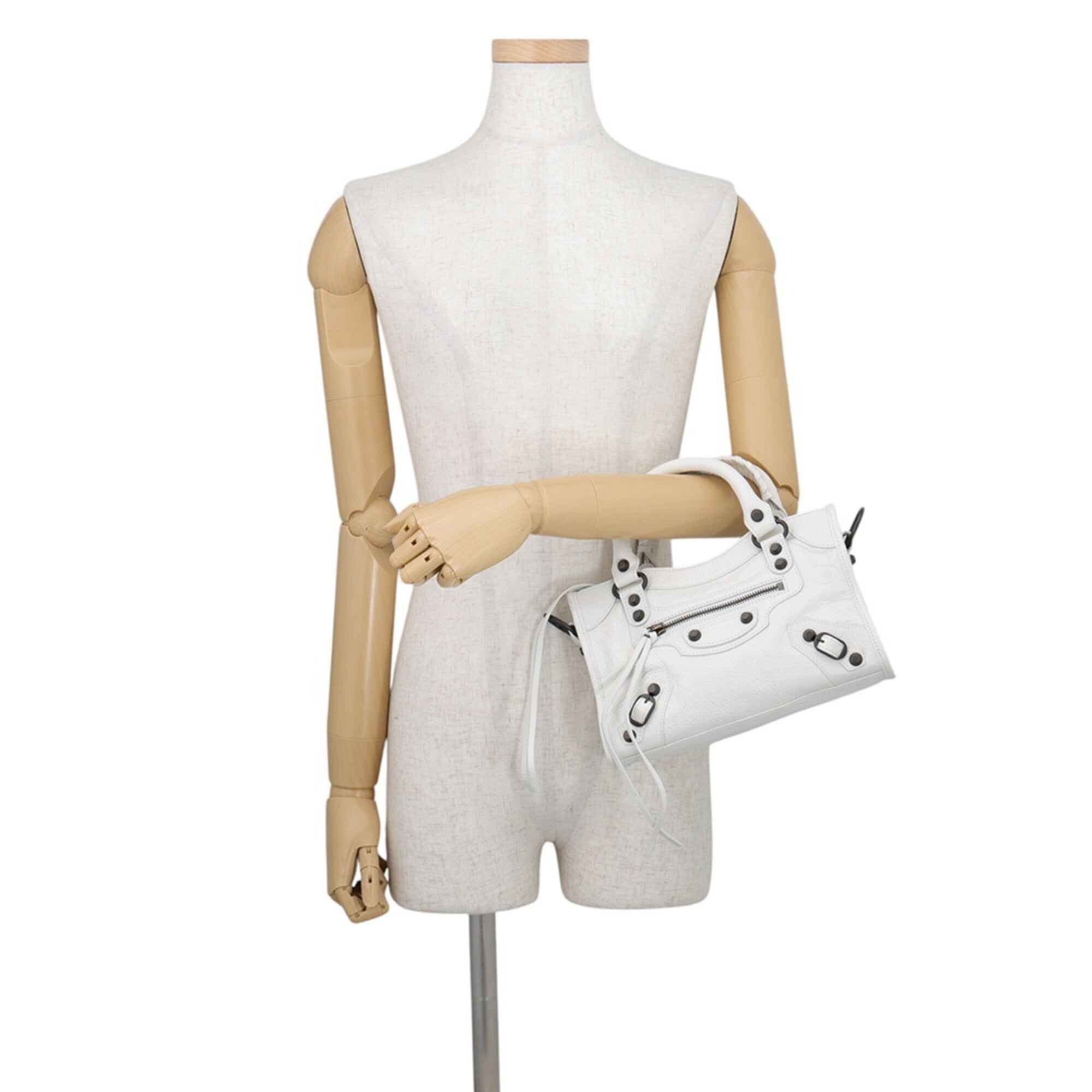 Balenciaga White Leather Handbag Shoulder Bag (Pre-Owned)