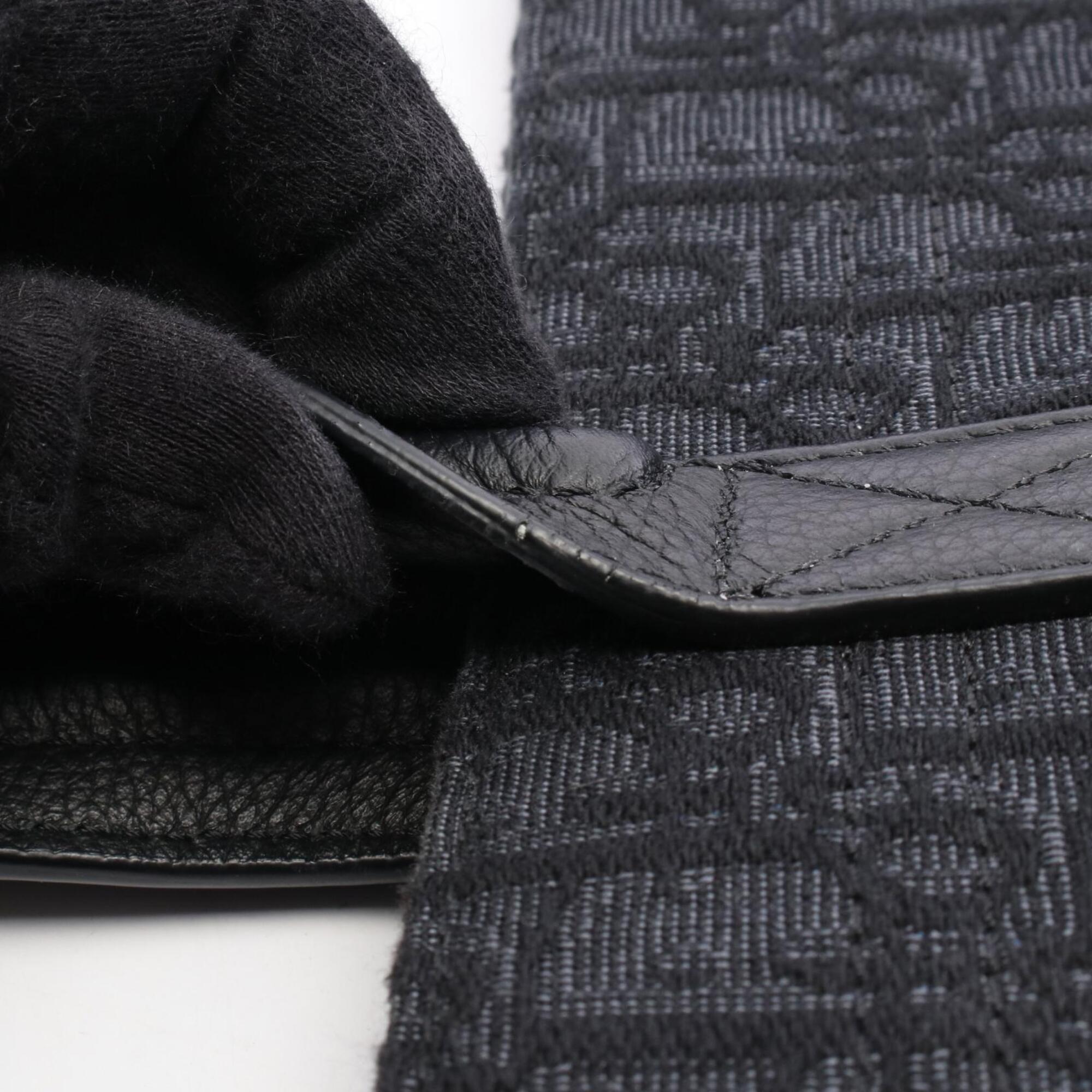 Christian Dior Black Canvas Leather Handbag Tote Bag (Pre-Owned)