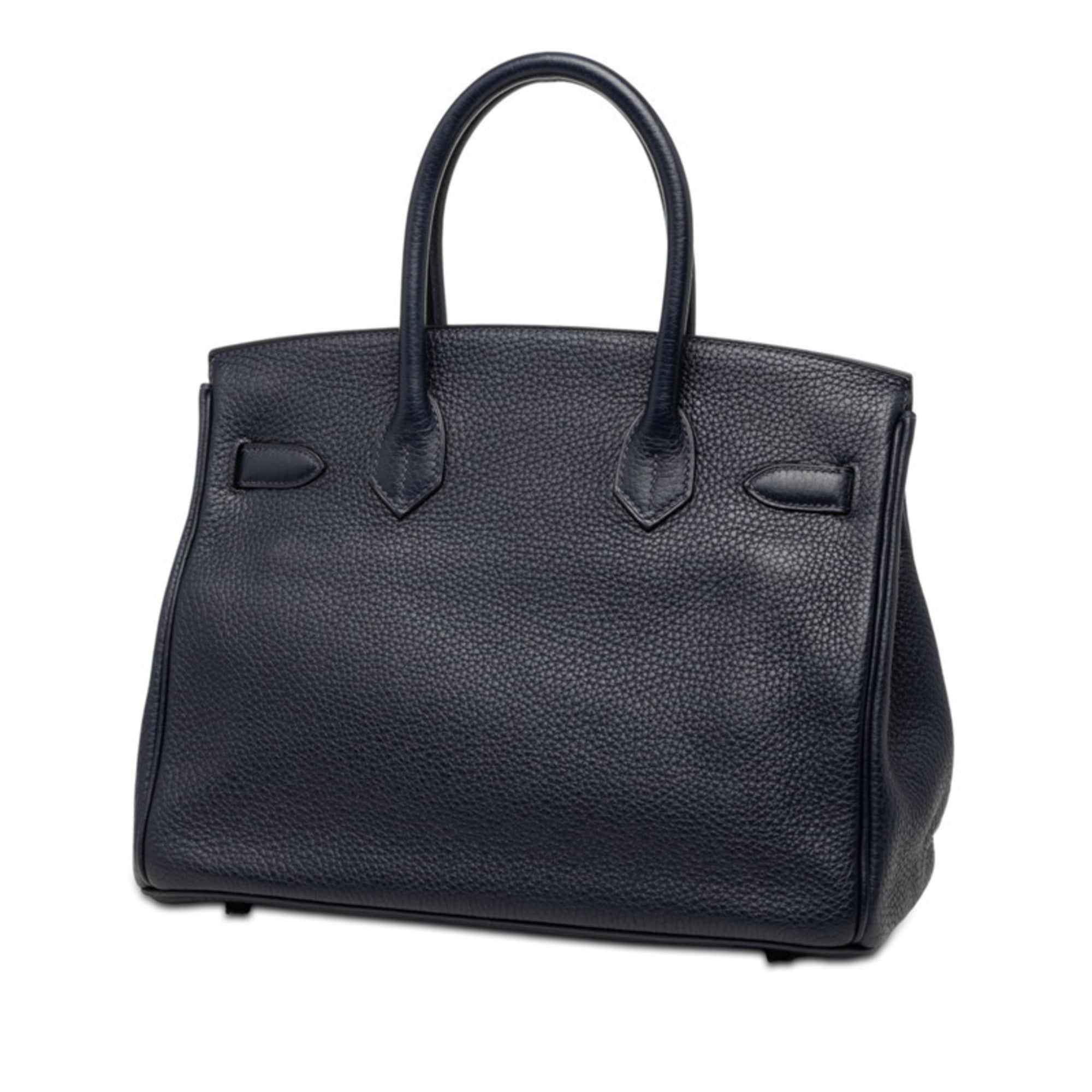 Hermes Blue Nuit Rose Purple Taurillon Clemence Leather Handbag (Pre-Owned)