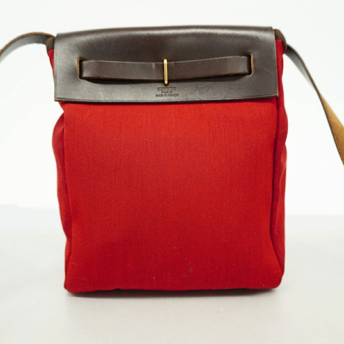 Hermes Brown Red Color Toile Officier Shoulder Bag (Pre-Owned)