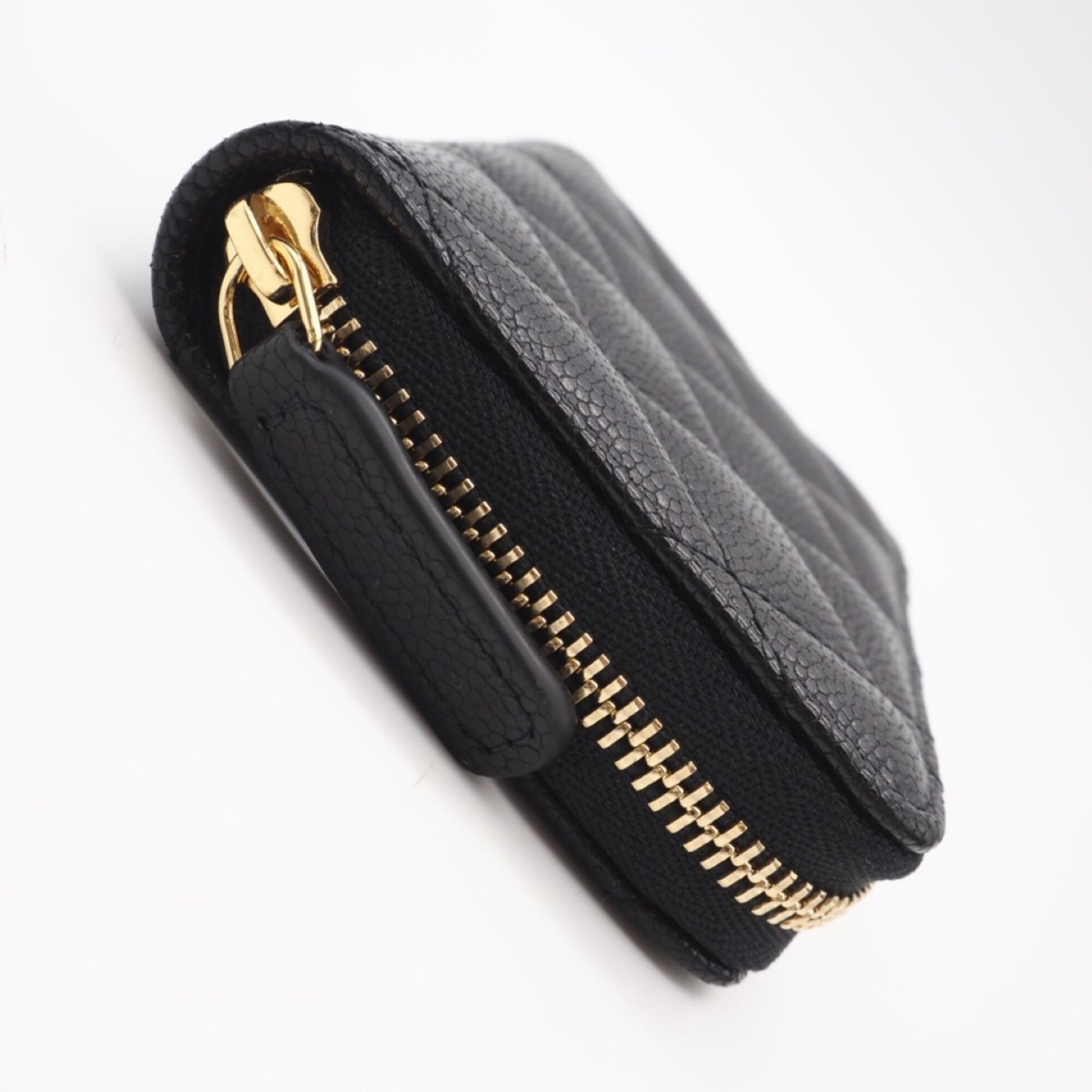 Chanel Matelasse Black Grained Calfskin Coin Purse/Coin Case (Pre-Owned)