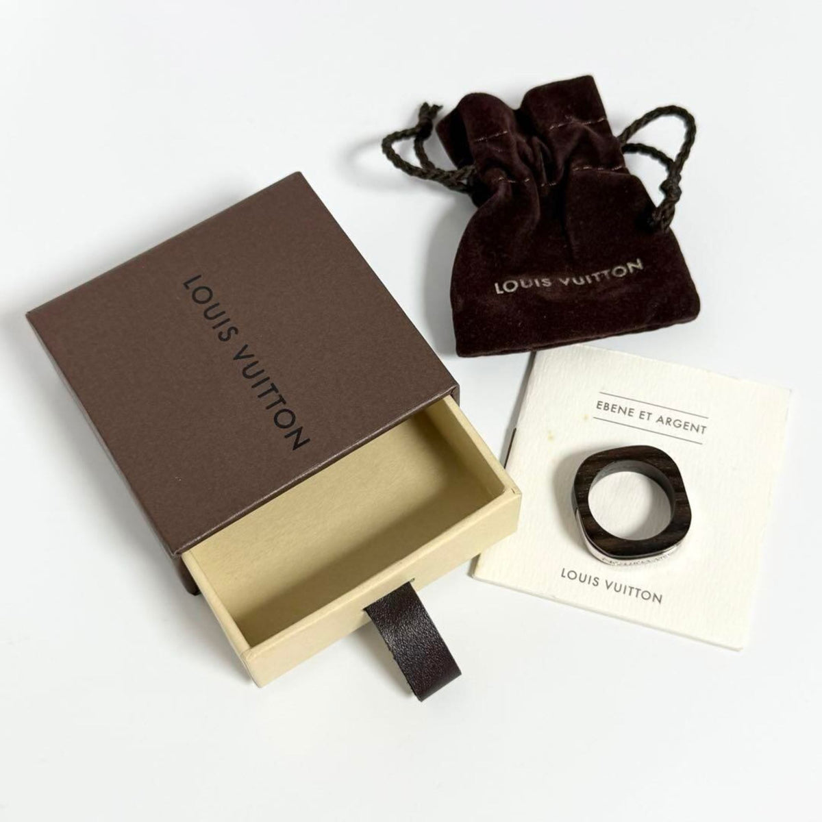 Louis Vuitton Metal Wood Band Ring (Pre-Owned)