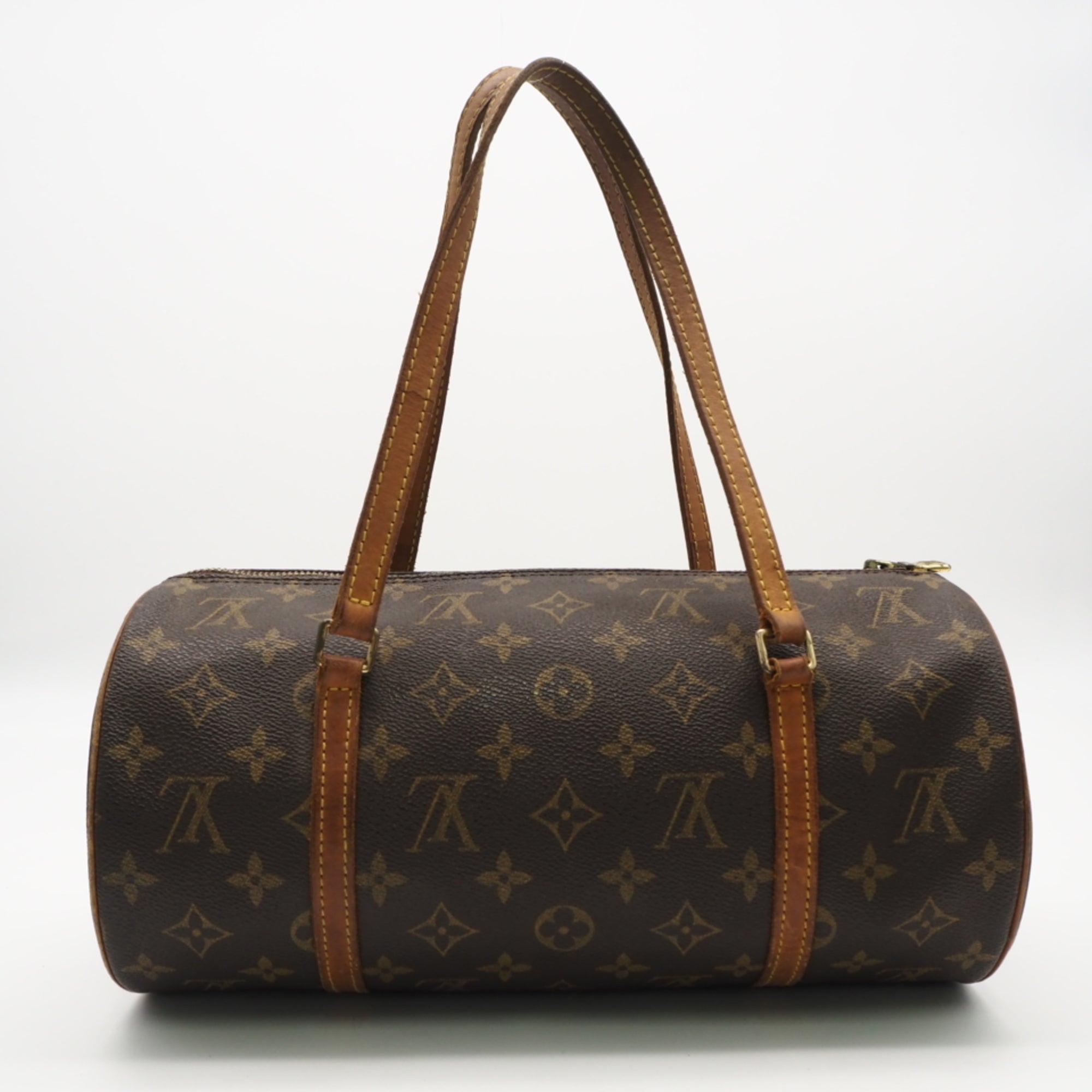 Louis Vuitton Beige Brown Coated Canvas Leather Handbag (Pre-Owned)