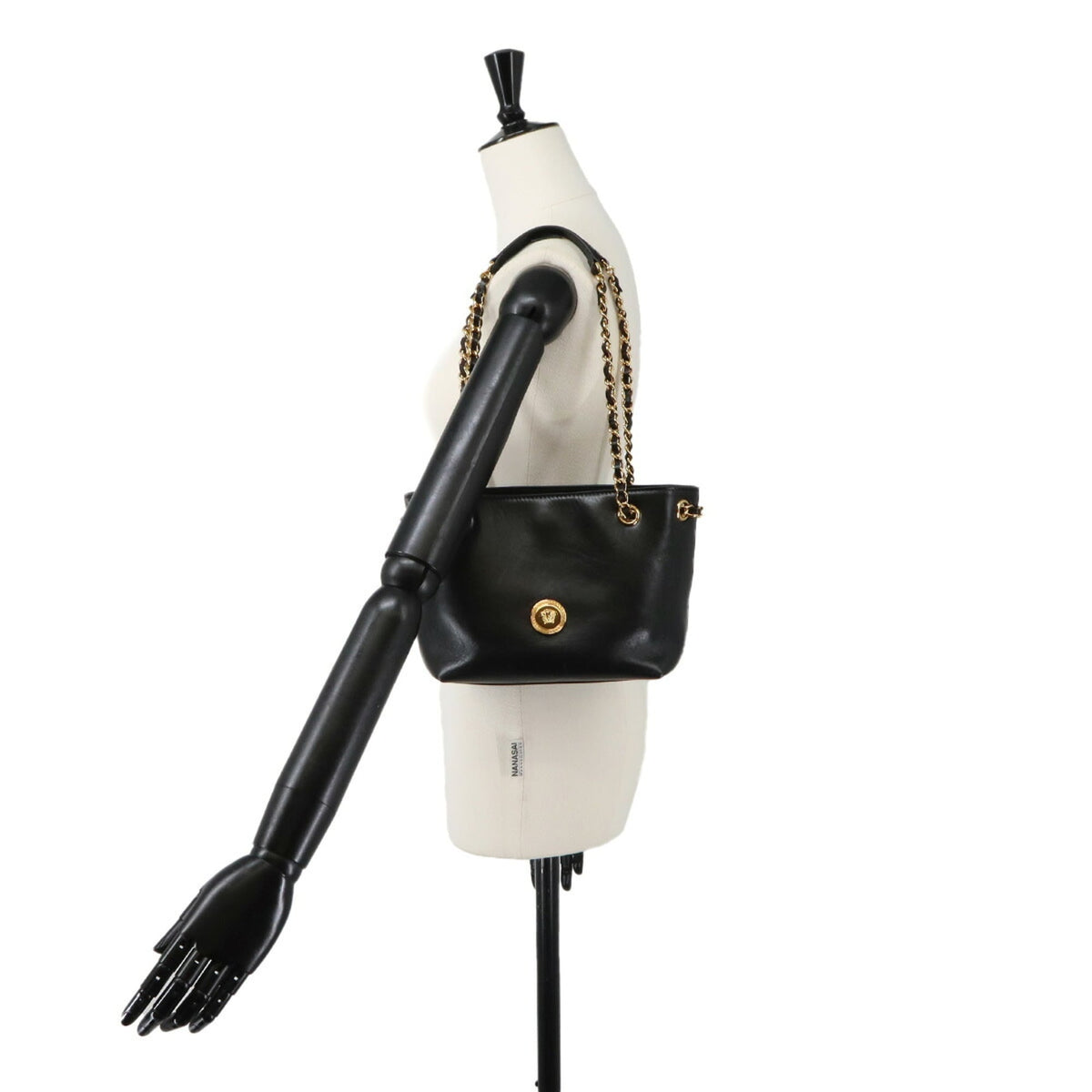 Versace Black Leather Handbag Shoulder Bag (Pre-Owned)