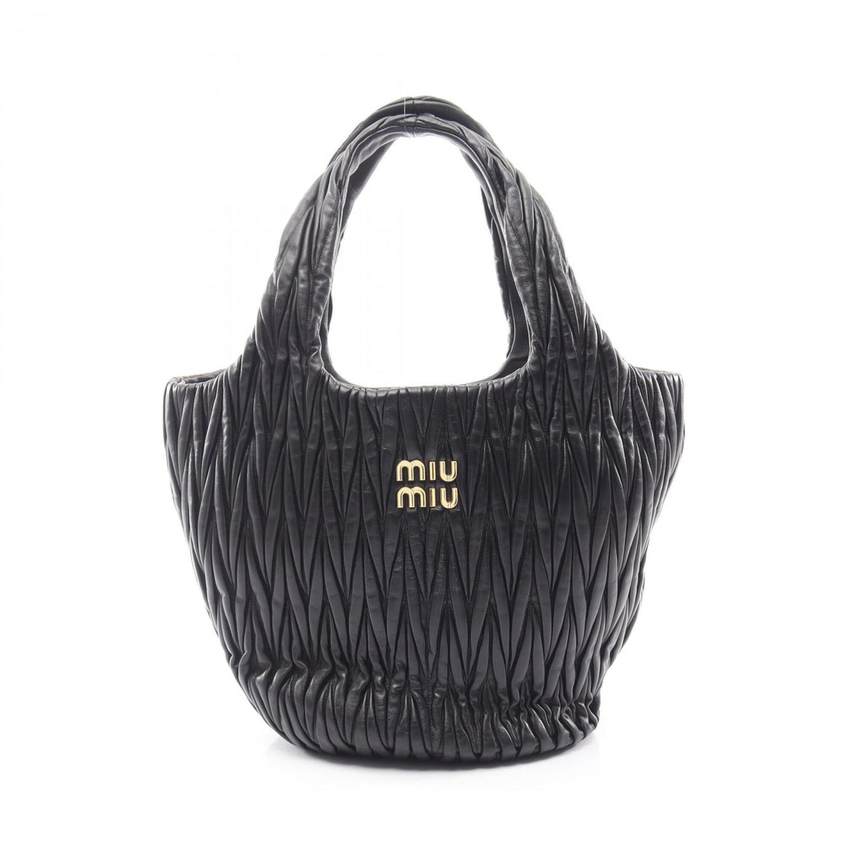 Miu Miu Matelasse Black Leather Handbag Tote Bag (Pre-Owned)