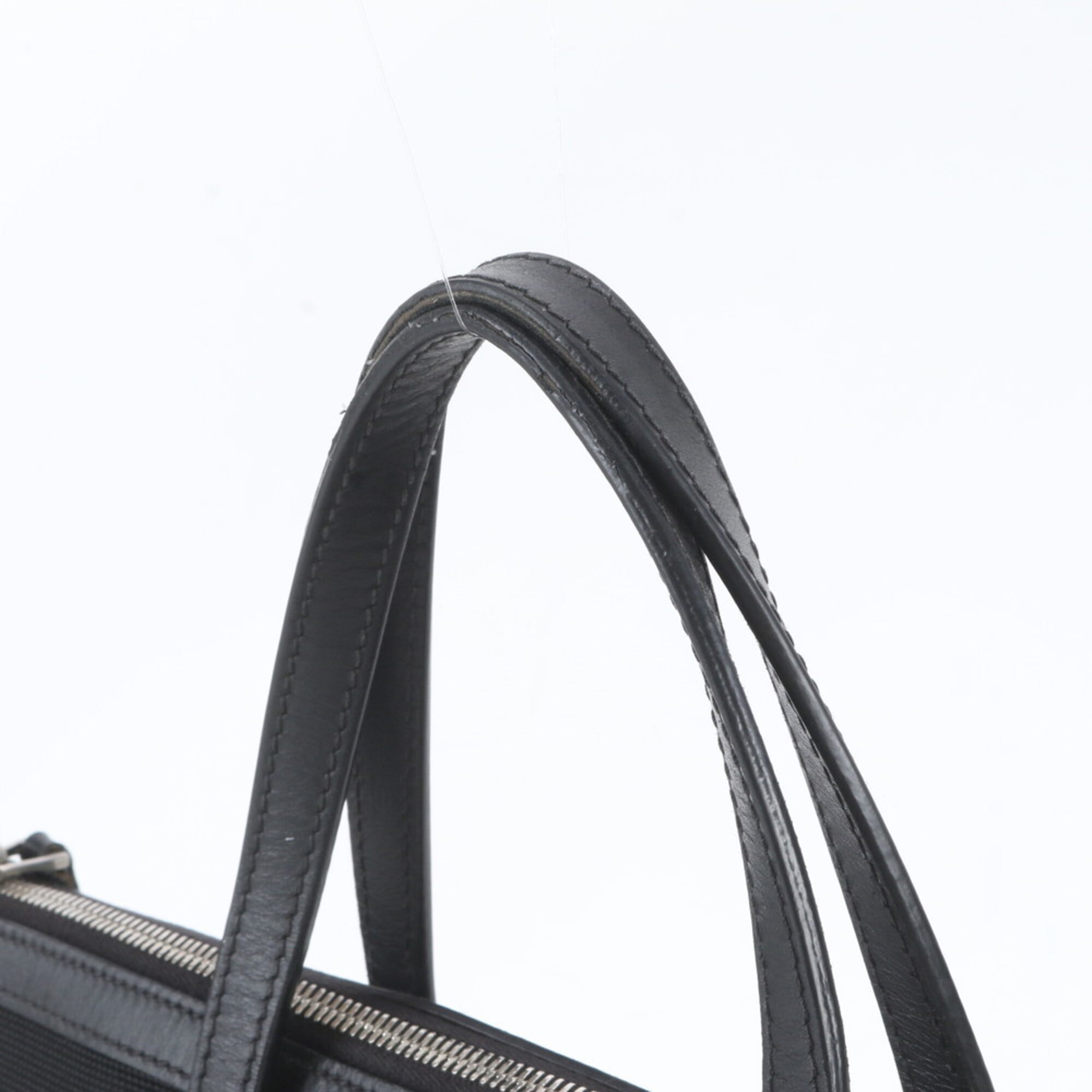 Gucci Black Leather Canvas Shoulder Bag Tote Bag (Pre-Owned)