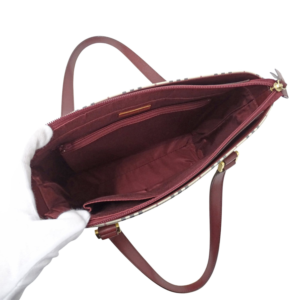 Burberry Beige Bordeaux Canvas Tote Bag (Pre-Owned)
