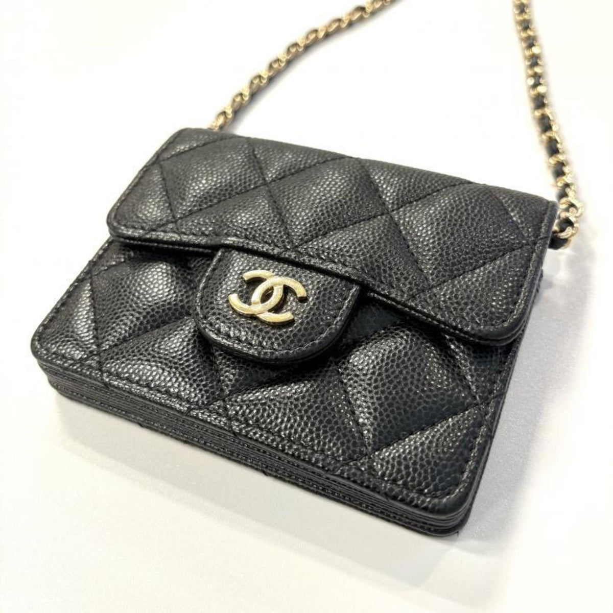 Chanel Black Grained Calfskin Pochette (Pre-Owned)