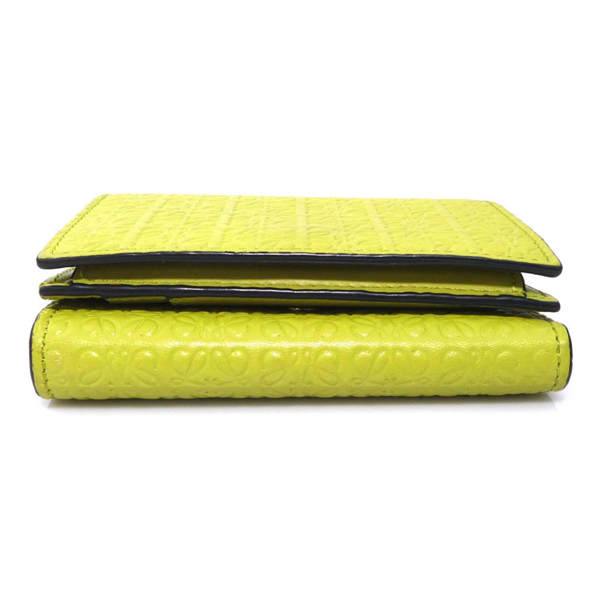 Loewe Green Yellow Leather Wallet (Tri-Fold) (Pre-Owned)