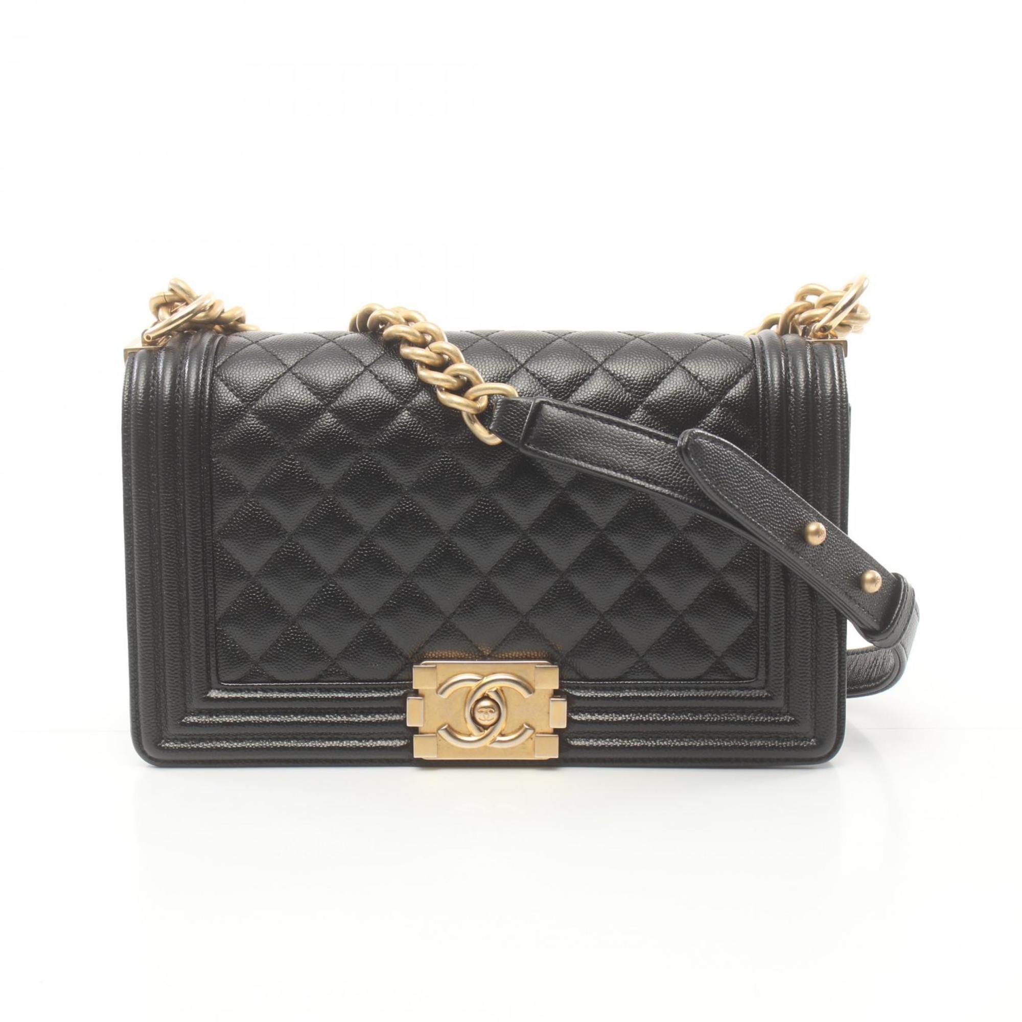 Chanel Black Caviar Leather Shoulder Bag (Pre-Owned)