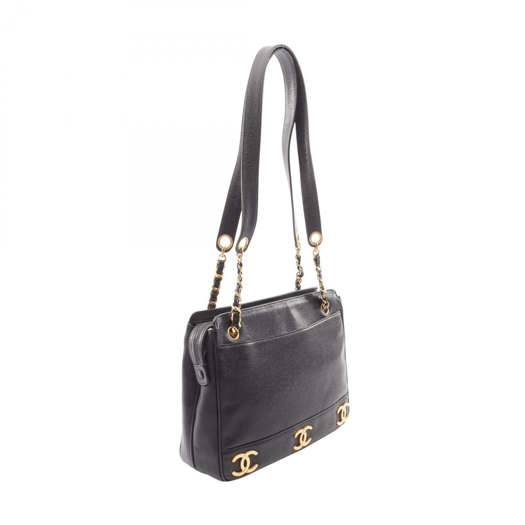 Chanel Black Grained Calfskin Handbag Tote Bag (Pre-Owned)
