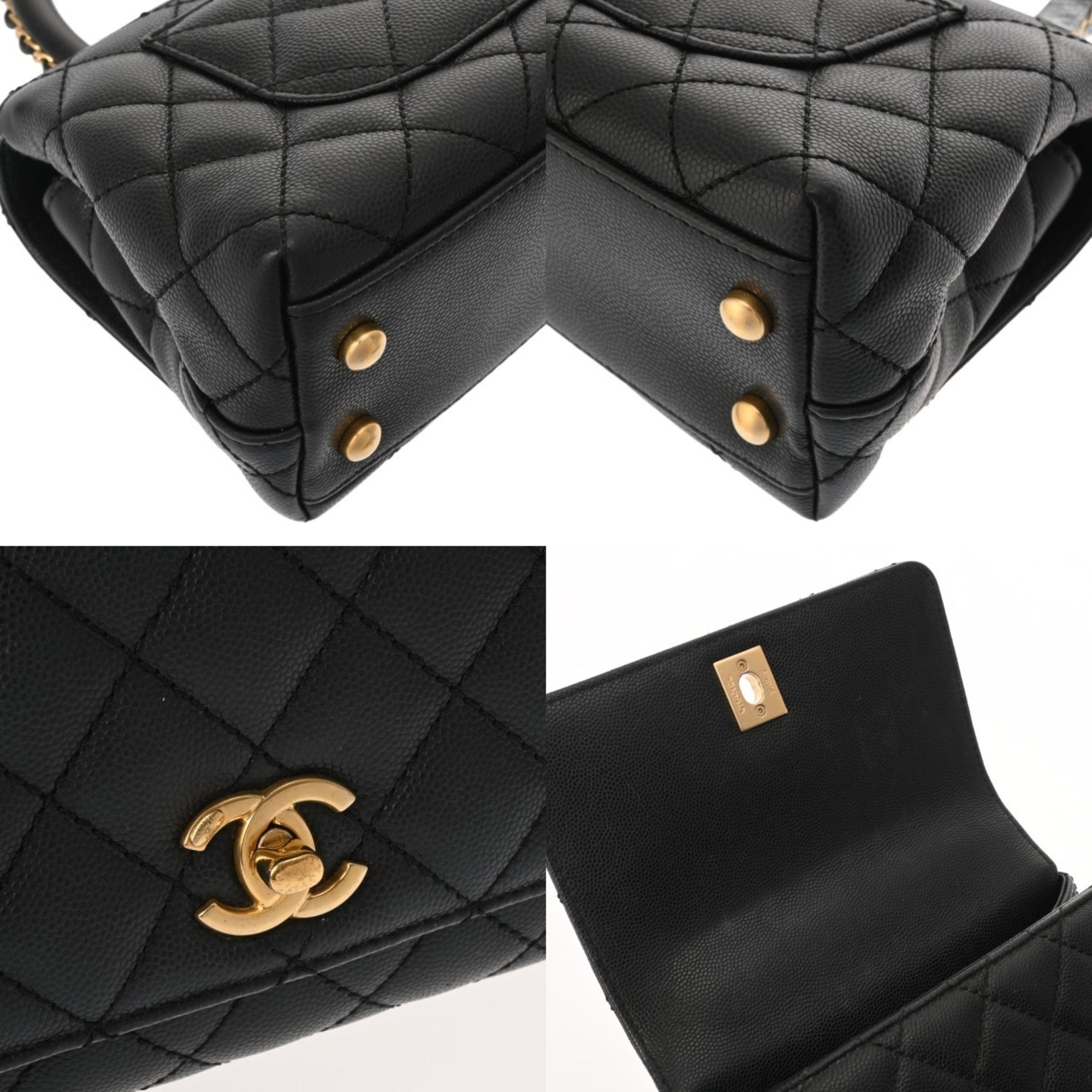 Chanel Black Grained Calfskin Handbag (Pre-Owned)