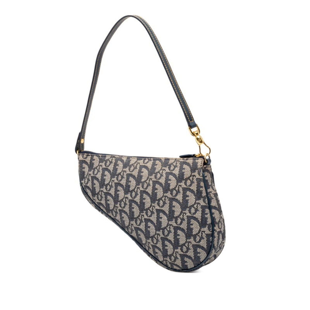 Christian Dior Trotter Navy Canvas Leather Handbag Pouch (Pre-Owned)
