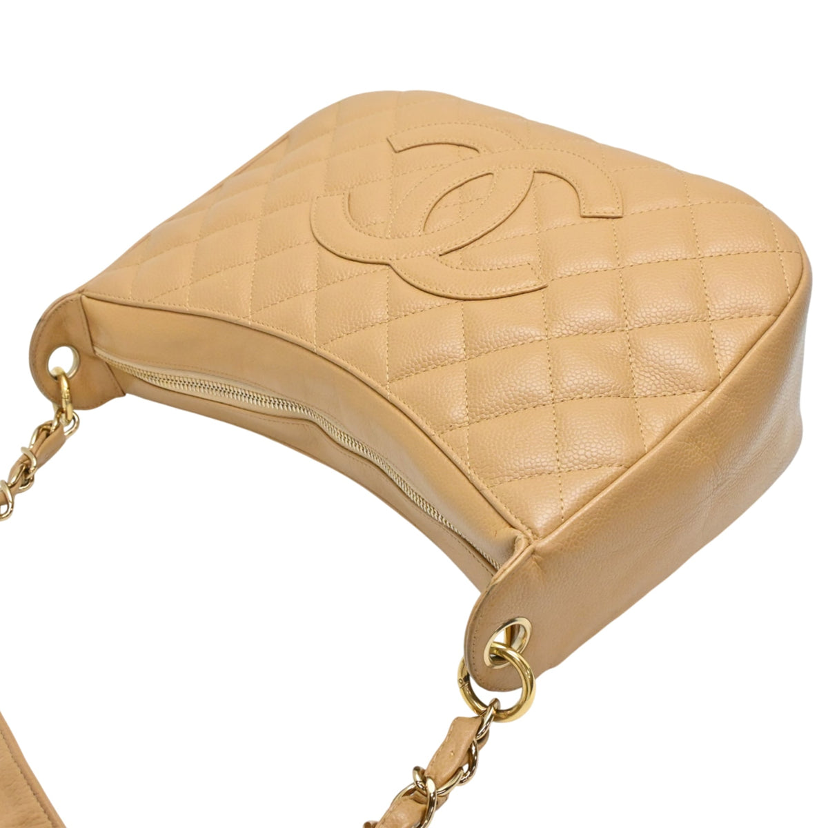 Chanel Beige Grained Calfskin Shoulder Bag (Pre-Owned)