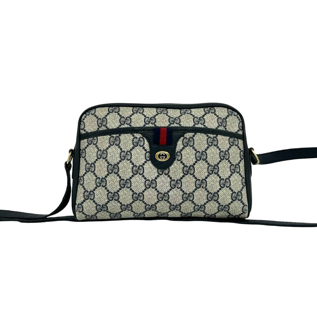 Gucci Navy Red Color Leather Pvc Pochette Shoulder Bag (Pre-Owned)