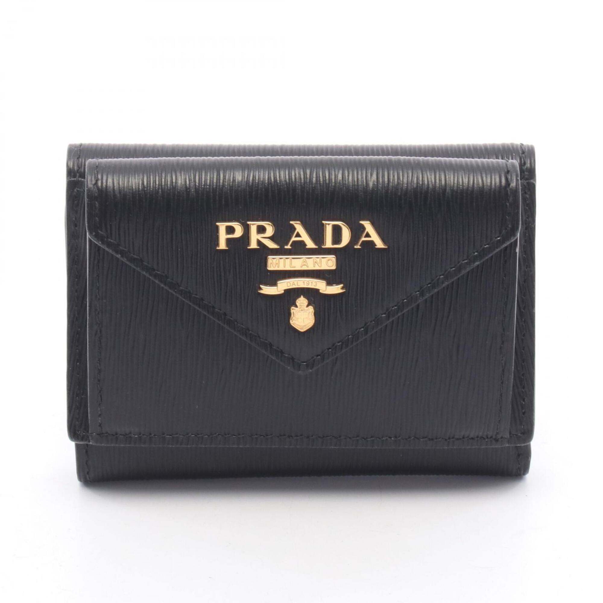 Prada Black Leather Wallet (Tri-Fold) (Pre-Owned)