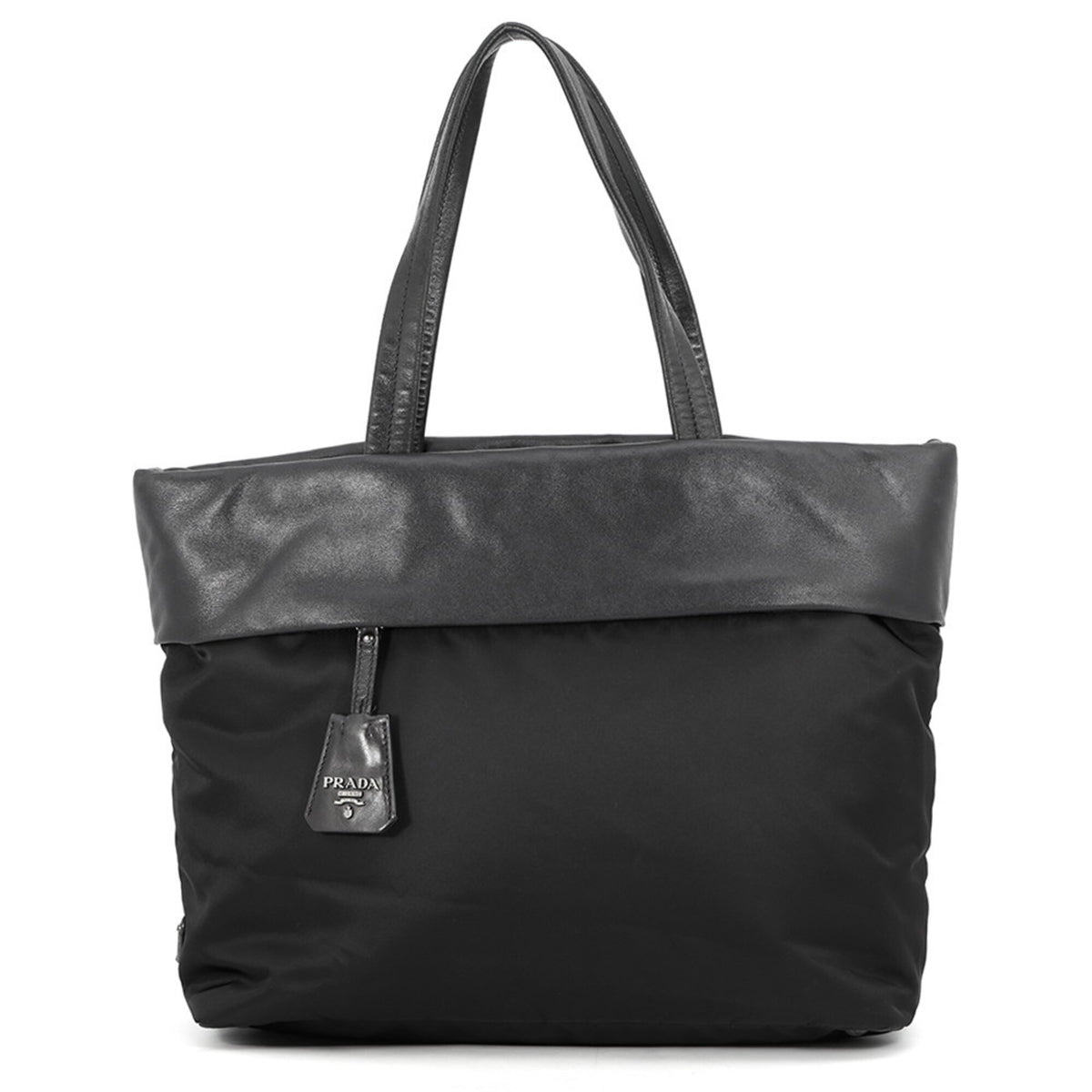 Prada Black Nylon Leather Tote Bag (Pre-Owned)