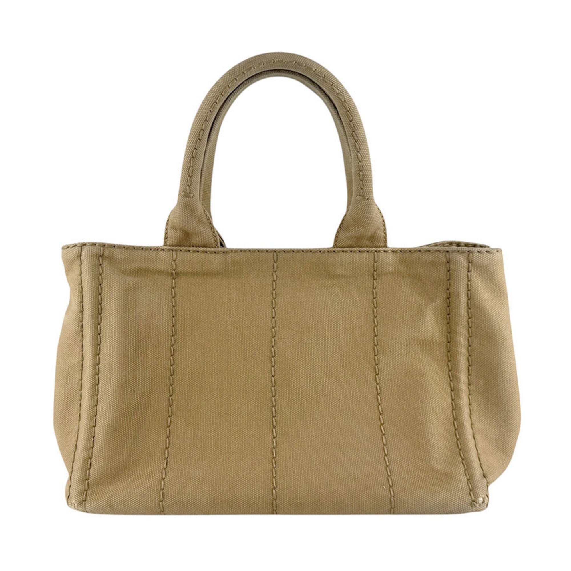 Prada Beige Brown Canapa Handbag Shoulder Bag (Pre-Owned)