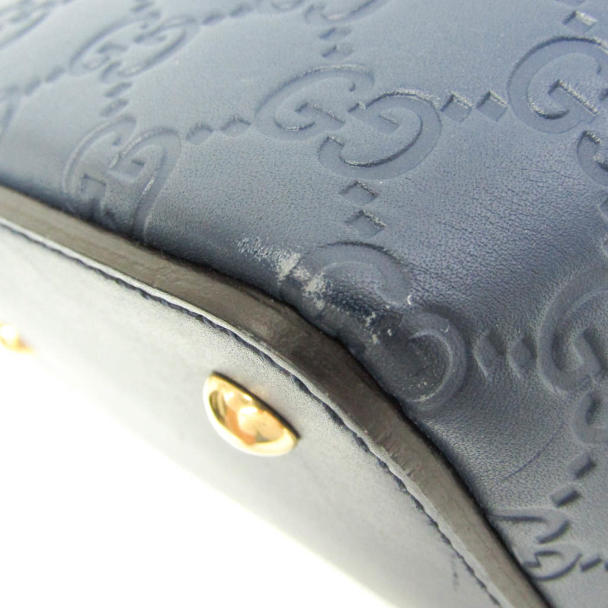 Gucci Guccissima Blue Leather Handbag Shoulder Bag (Pre-Owned)