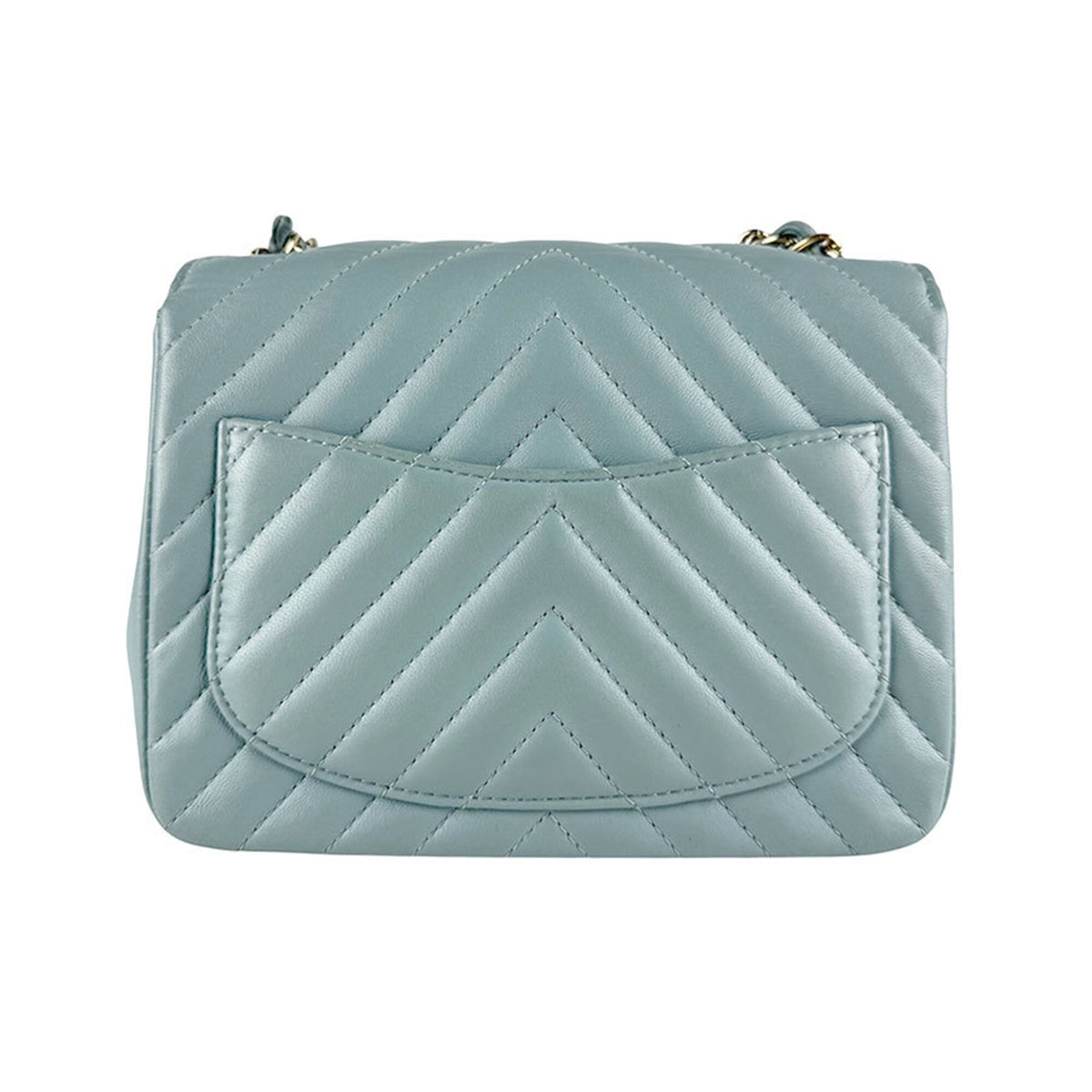 Chanel Blue Gray Leather Shoulder Bag (Pre-Owned)