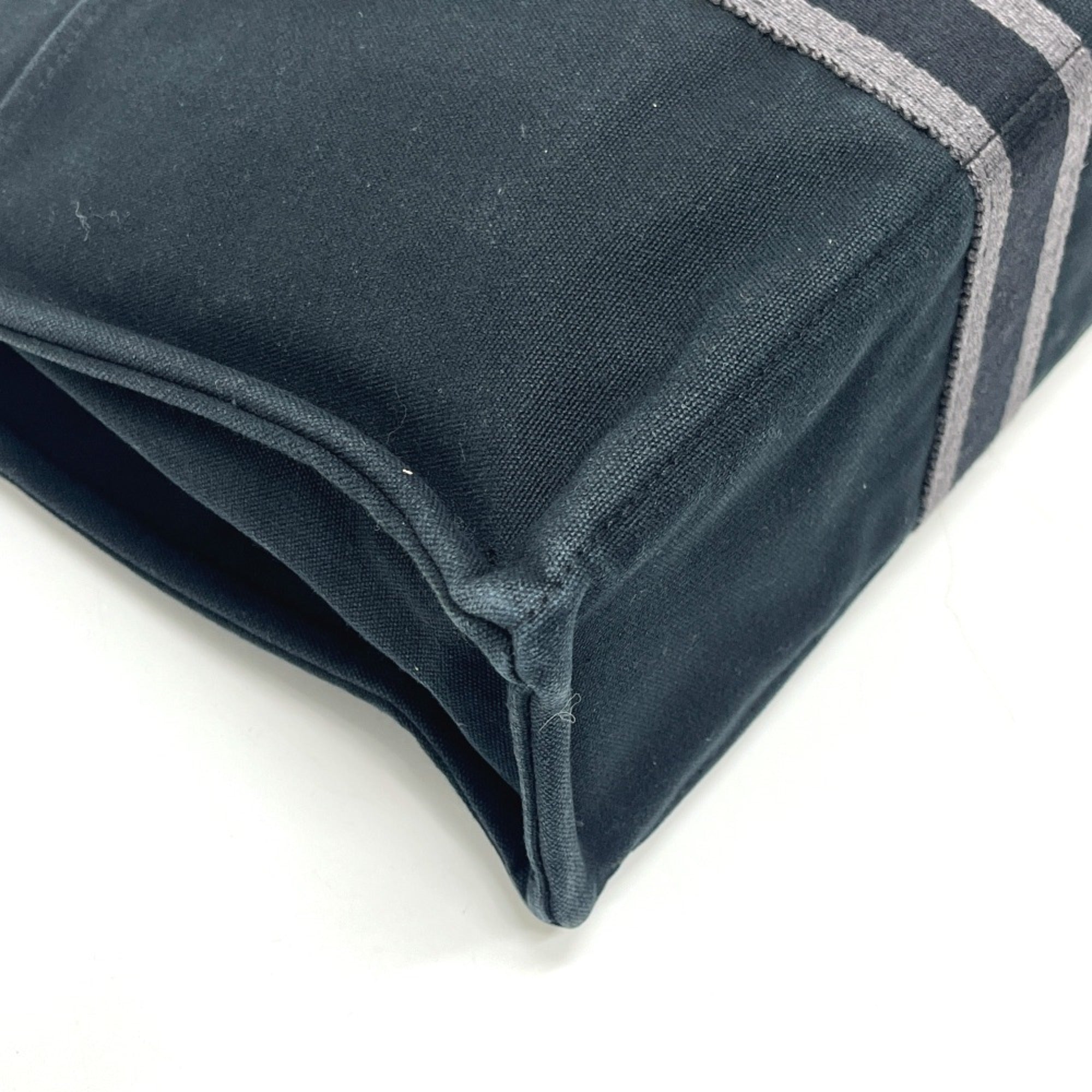 Hermes Black Canvas Handbag Tote Bag (Pre-Owned)