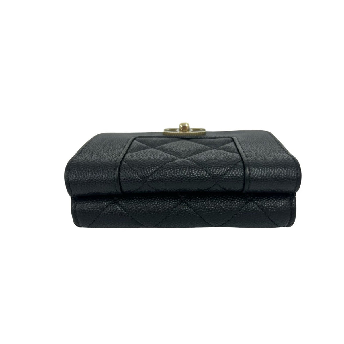 Chanel Black Grained Calfskin Wallet (Tri-Fold) (Pre-Owned)