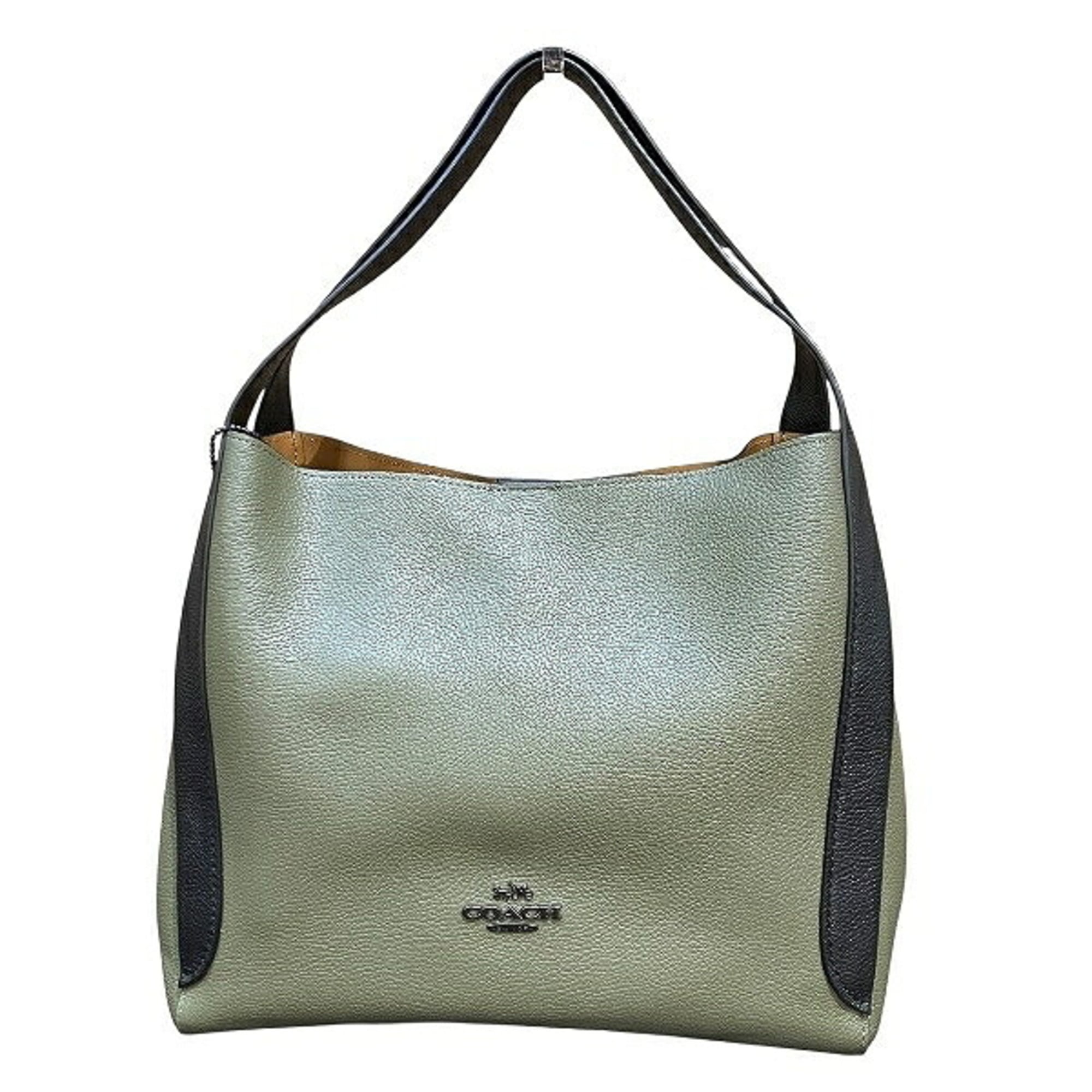Coach Black Khaki Canvas Leather Handbag Tote Bag (Pre-Owned)