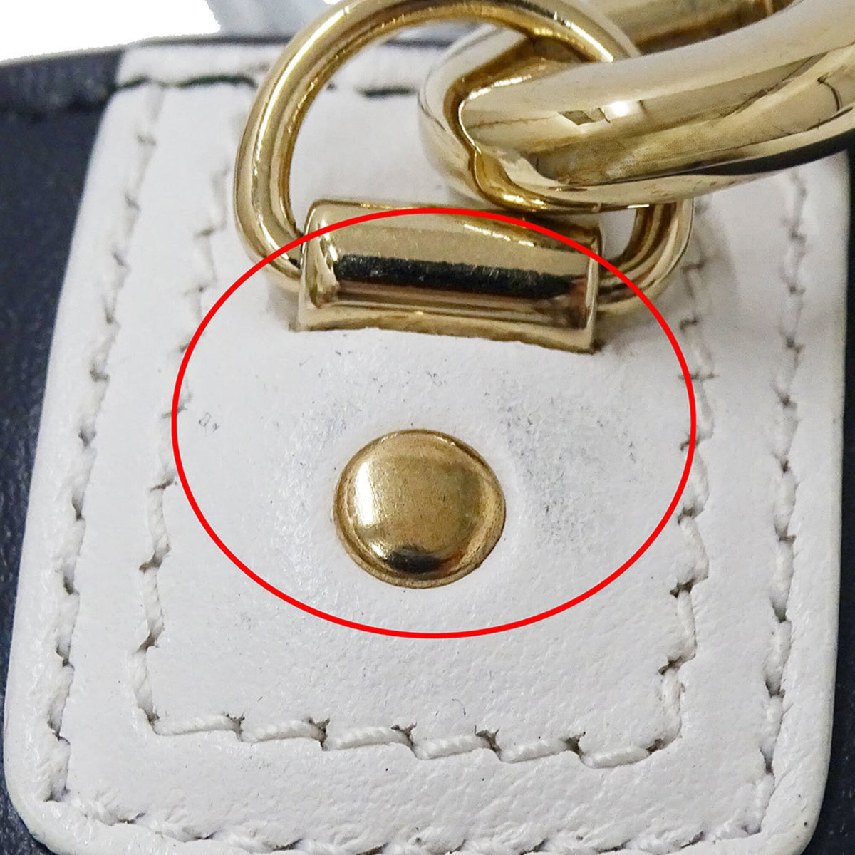 Christian Dior Navy White Leather Handbag Shoulder Bag (Pre-Owned)