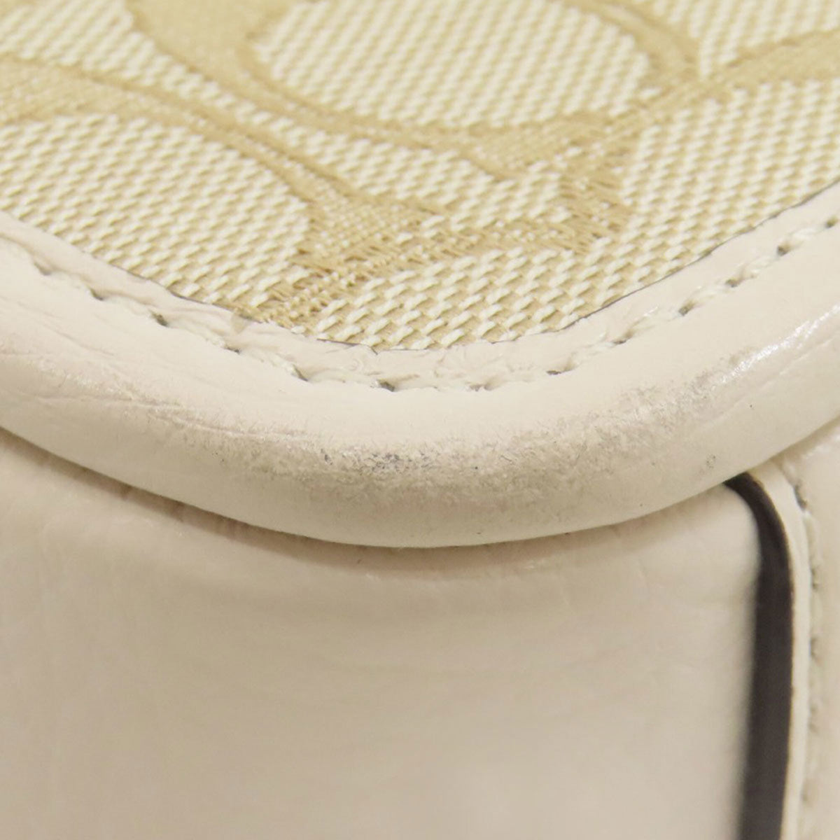 Coach Signature Beige White Canvas Leather Shoulder Bag (Pre-Owned)